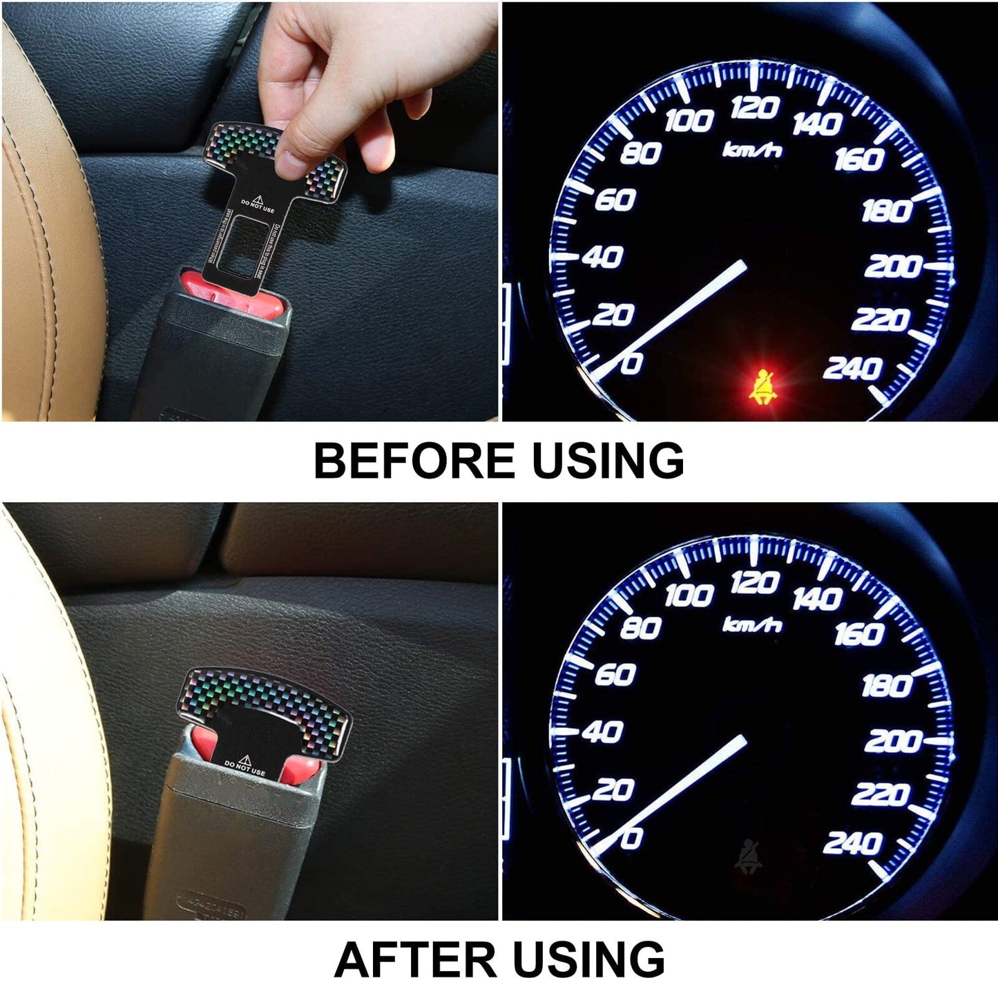 Lot de 4 clips pour ceinture de sécurité de voiture, silencieux et alarme, universels, pour tous les modèles