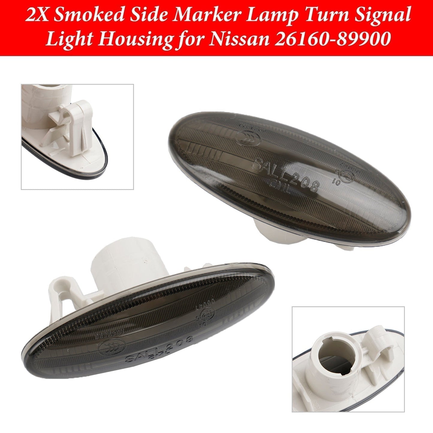 Boîtier de clignotant et de feu de position latéral ambre/fumé pour Nissan X-Trail 2007-2013 2X 26160-8990A