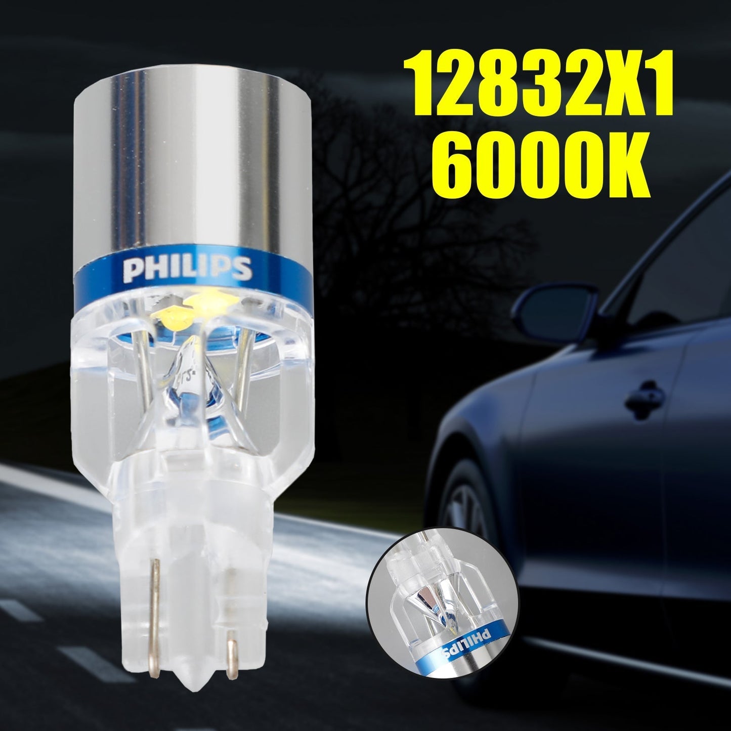 Pour Philips 12832X1 Car X-treme Ultinon LED T16 12V3W 200LM 6000K W2.1*9.5D