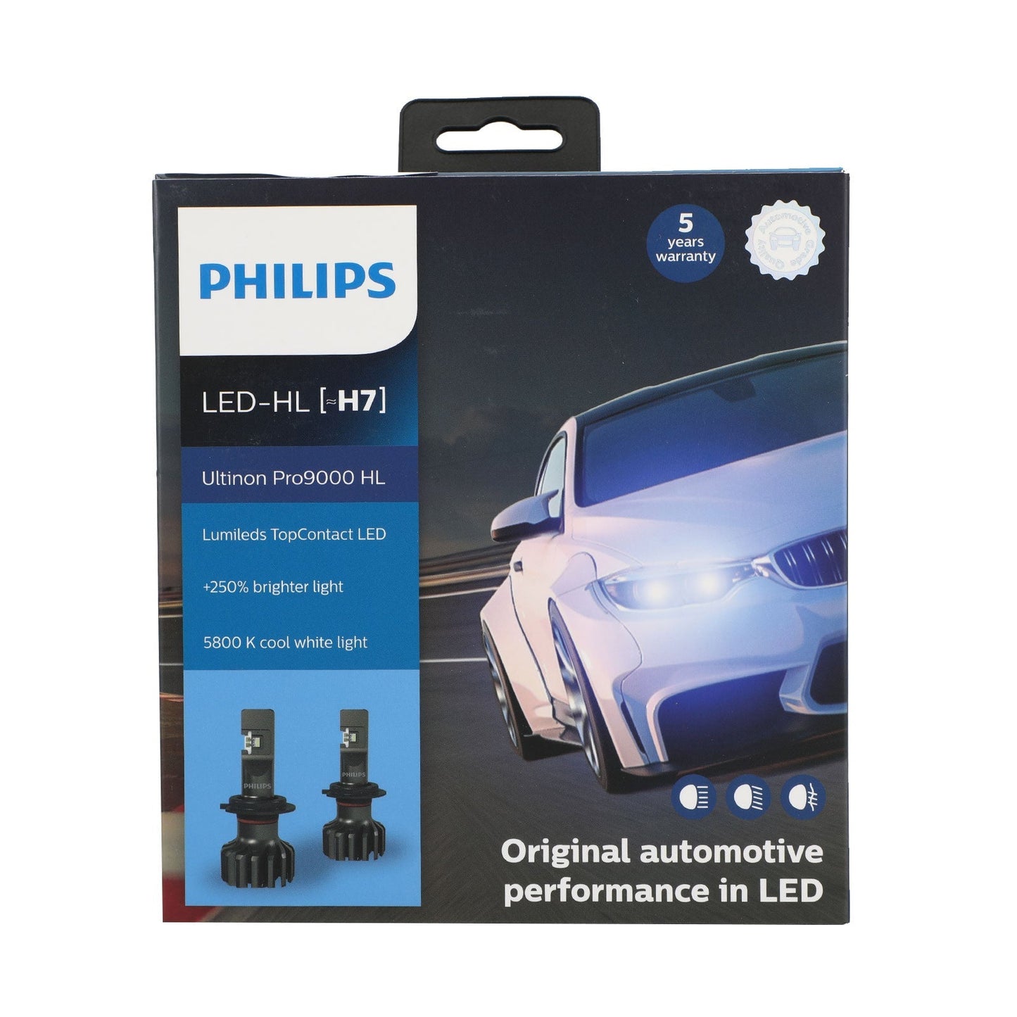 Pour ampoules de phares LED Philips H1/H3/H7/H11/HB3/4/HIR2 Pro9000 +250 % 5800 K