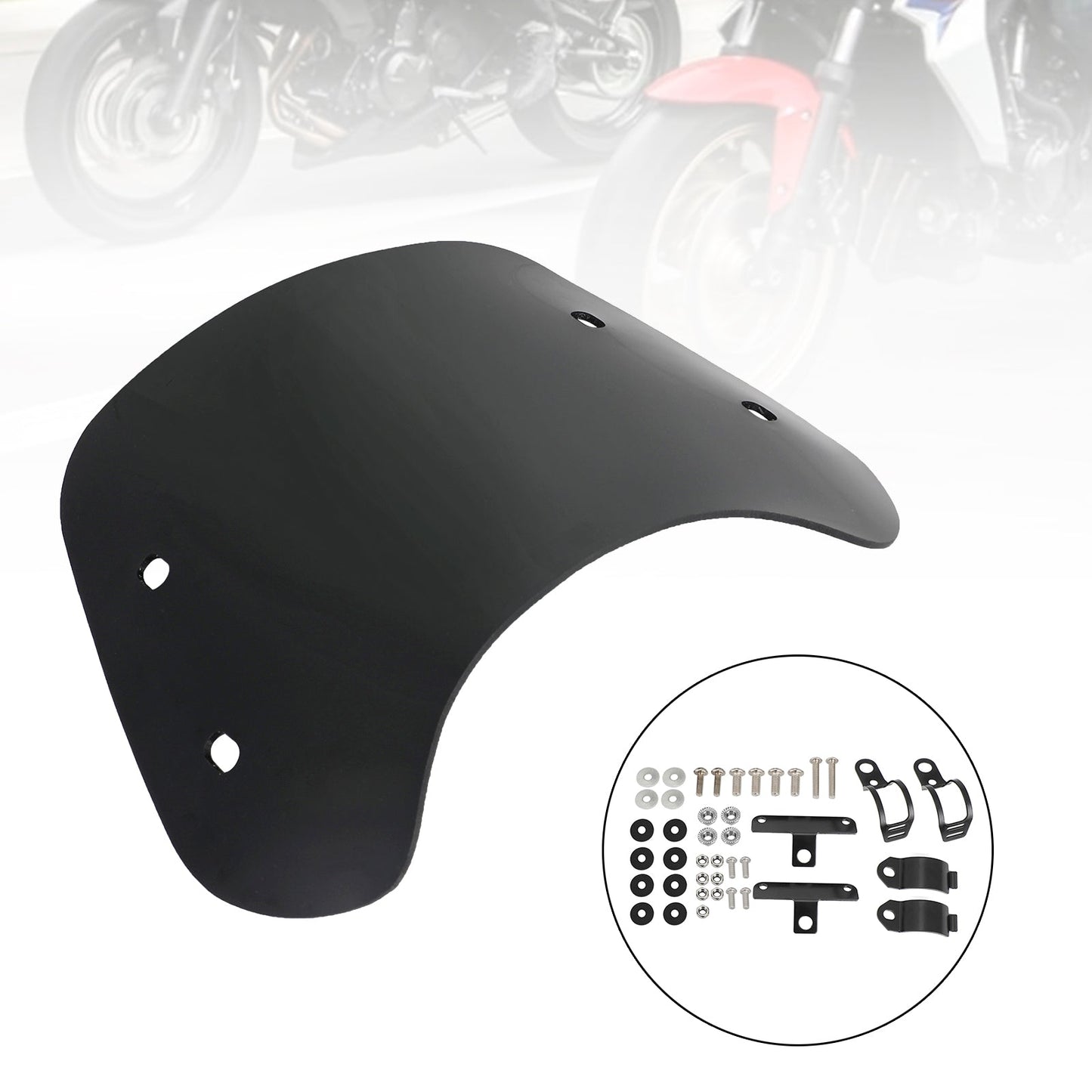 Pare-brise universel adapté aux motos avec fourche avant de 28 à 41 mm