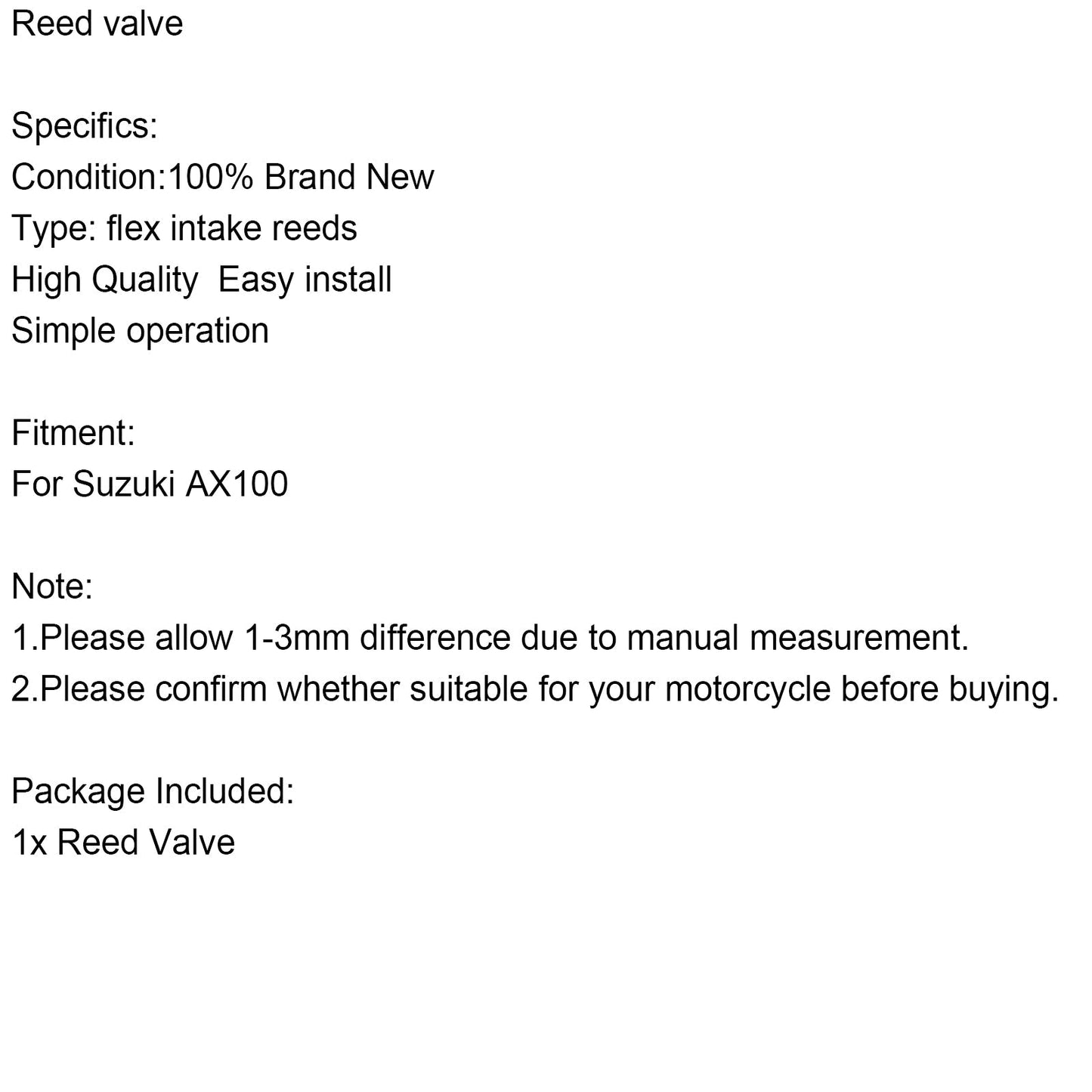 Motorcycle New Aftermarket Inlet Reed Valve For For Suzuki AX100