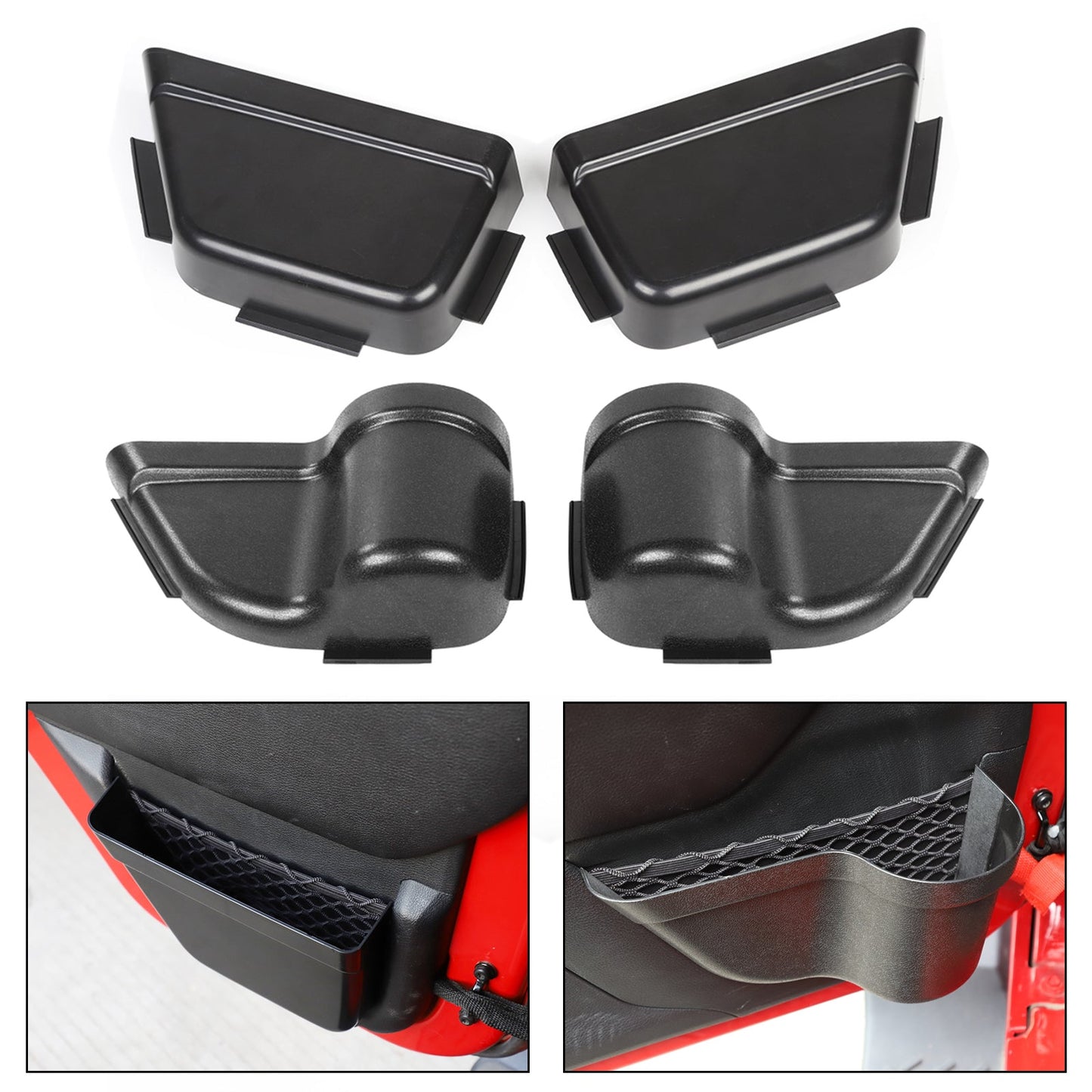 Boîte de rangement avec filet pour portières avant et arrière du Wrangler JK 2011-2017