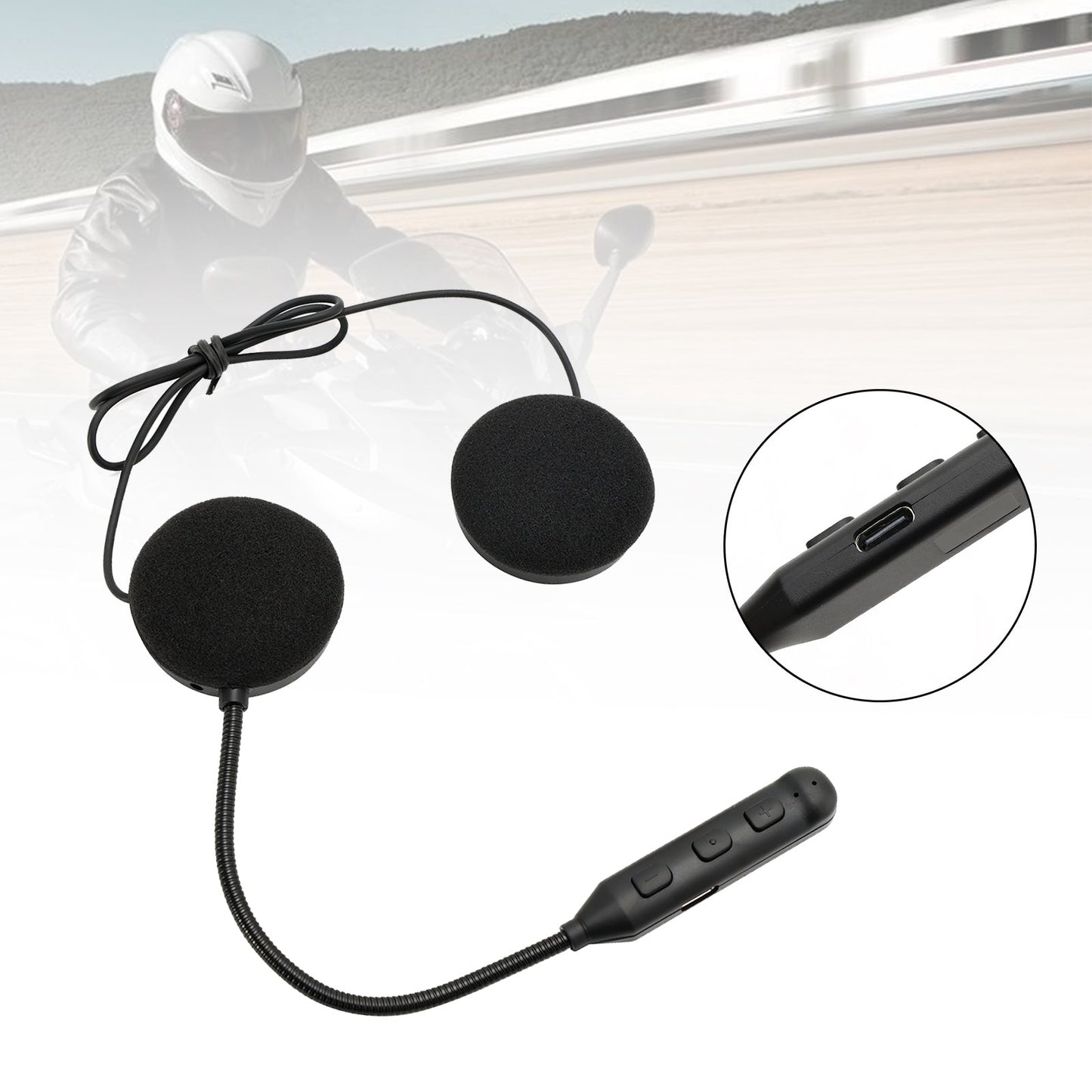 Casque Bluetooth universel avec haut-parleur et écouteurs pour moto, noir