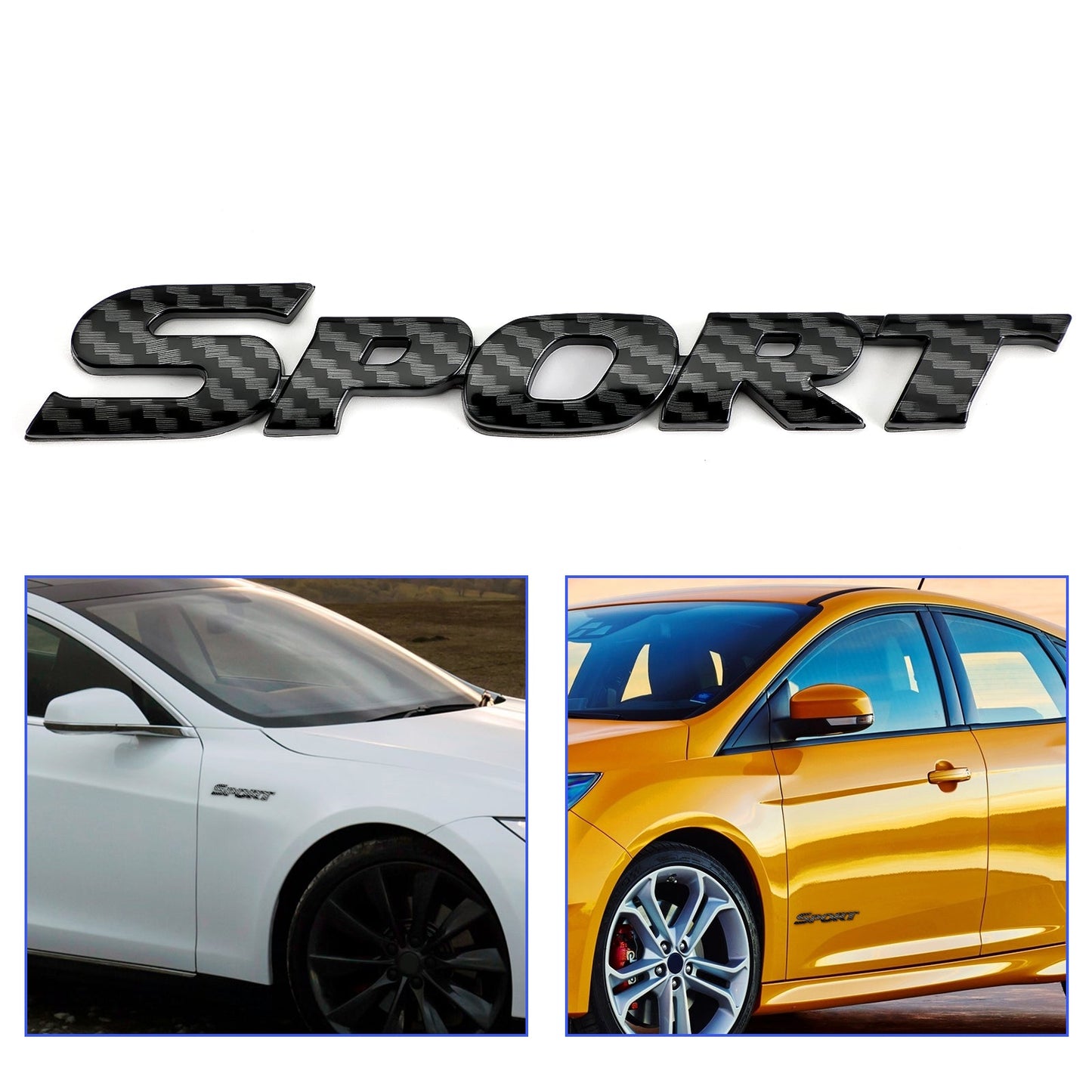 Autocollant 3D en métal avec logo sport pour coffre de voiture et hayon