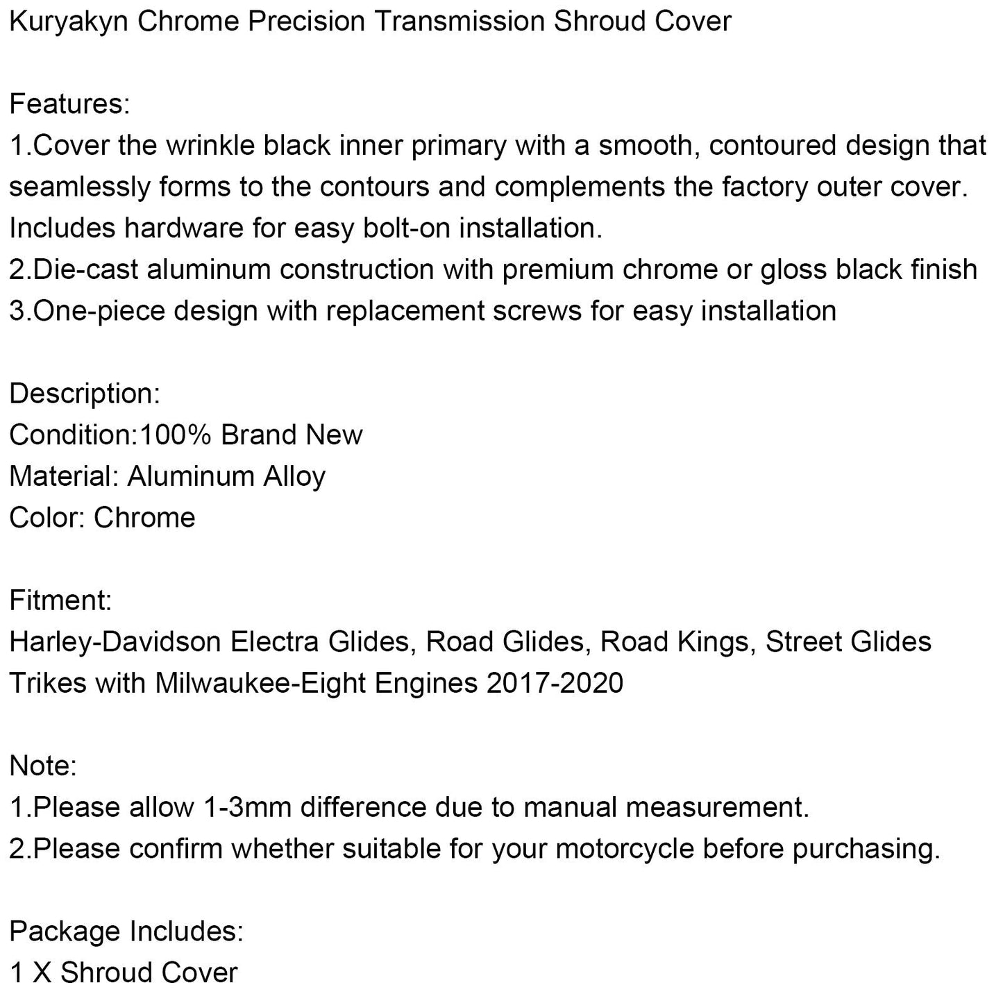 Kuryakyn Chrome Precision Transmission Shroud Cover for Milwaukee M8 2017-2020