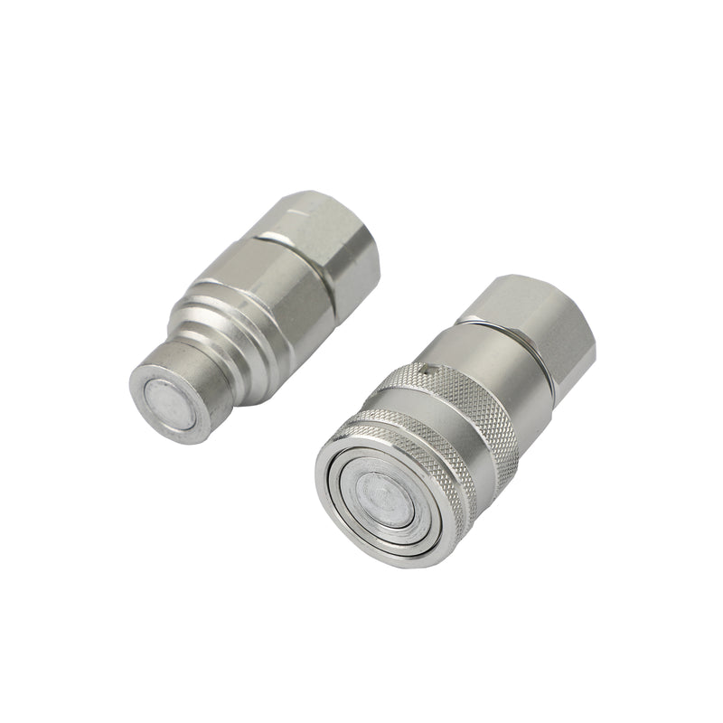 Coupleur rapide hydraulique à face plate 1/2" NPT pour chargeuse compacte Bobcat ISO 16028