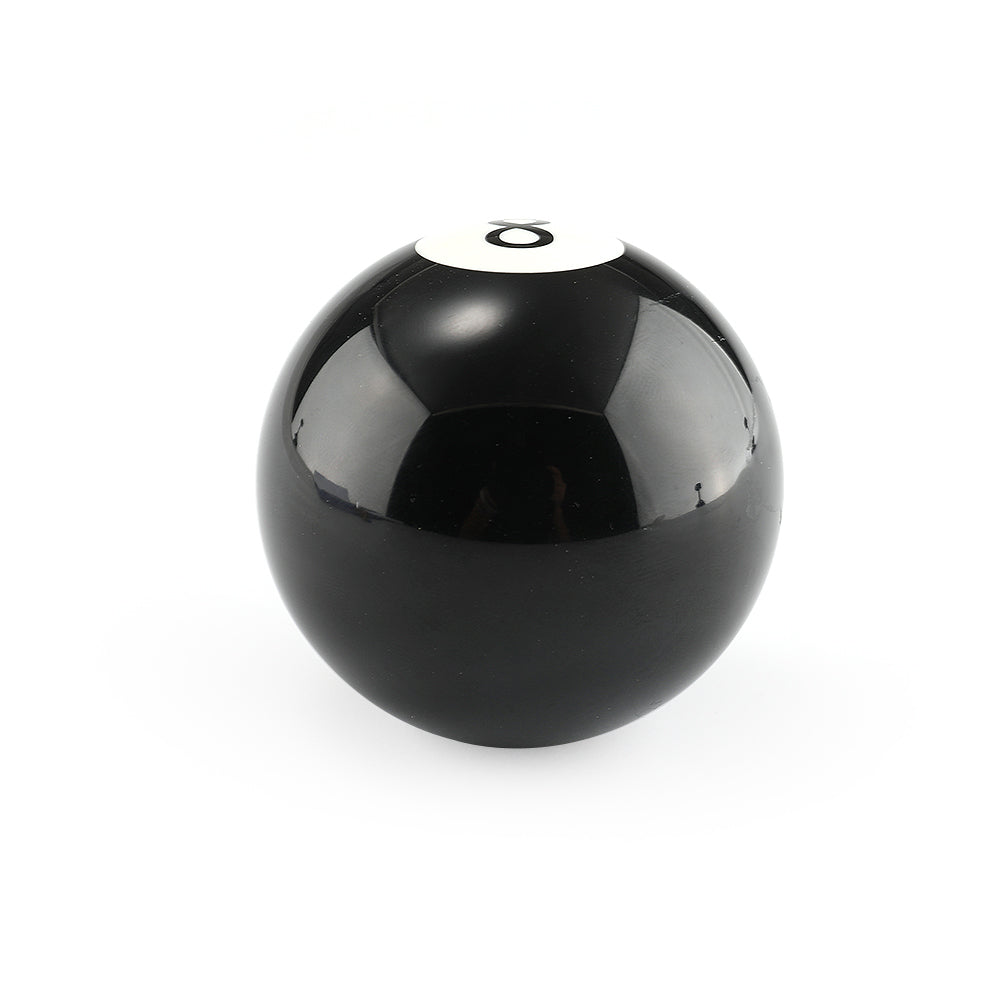 Pommeau de levier de vitesse universel rond noir en forme de boule de billard n° 8 avec 3 adaptateurs