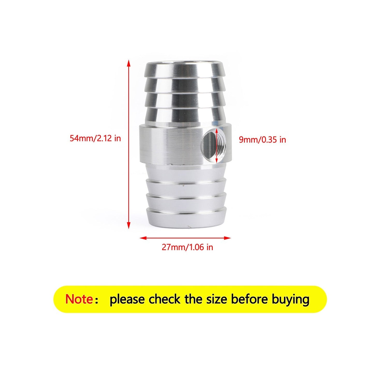 Tuyau de 1" avec adaptateur de port de vapeur NPT 1/8" pour radiateur supérieur LS Swap, liquide de refroidissement