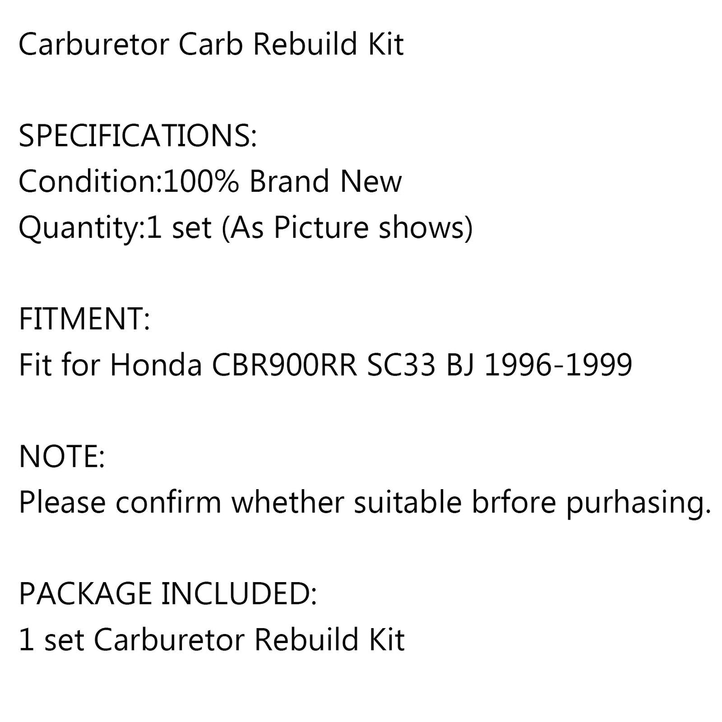 Motorcycle Carburetor Repair Rebuild Kit for Honda CBR900RR SC33 BJ 1996-1999