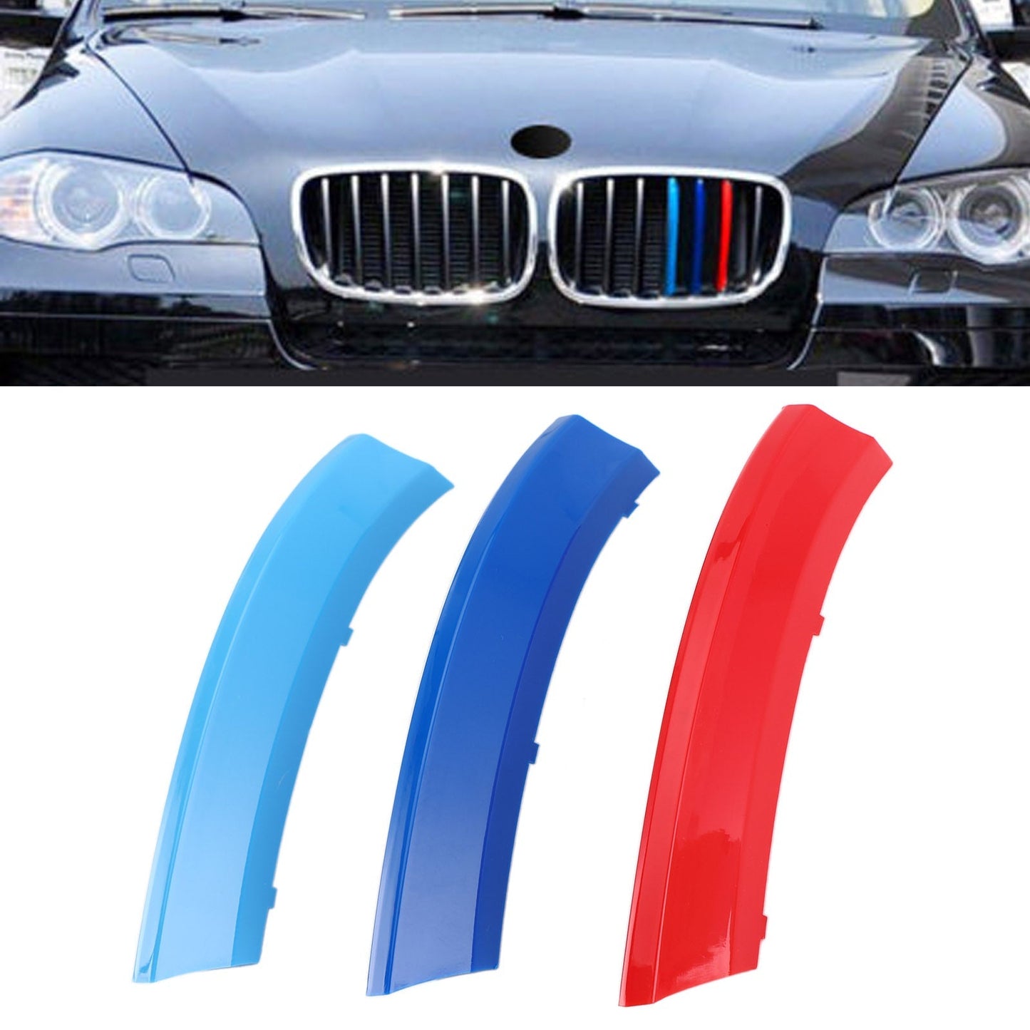 Bandes de protection de calandre avant tricolores pour BMW X5 2008-2013