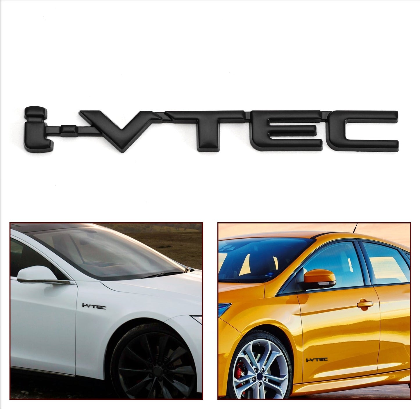 Autocollants 3D en métal pour coffre de voiture i-VTEC, emblème de garde-boue arrière Turbo, noir