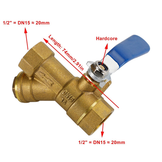 1/2" 3/4" 1" BSP Brass Y Type Strainer Filter Ball Valve Equal Female Thread, 1/2"