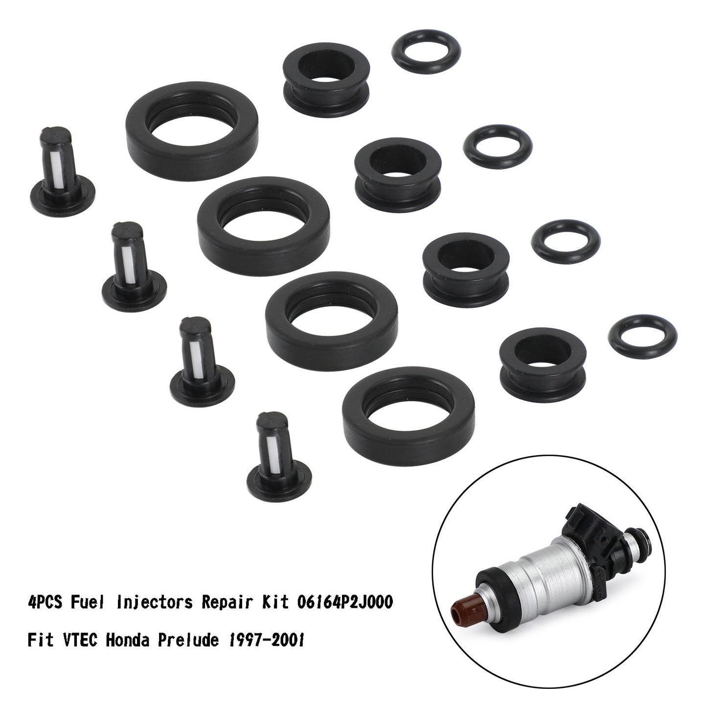 1996-2000 Honda Civic/ 1998-2002 Accord/ 1997-2001 Prelude 4PCS Fuel Injectors Repair Kit 06164P2J000