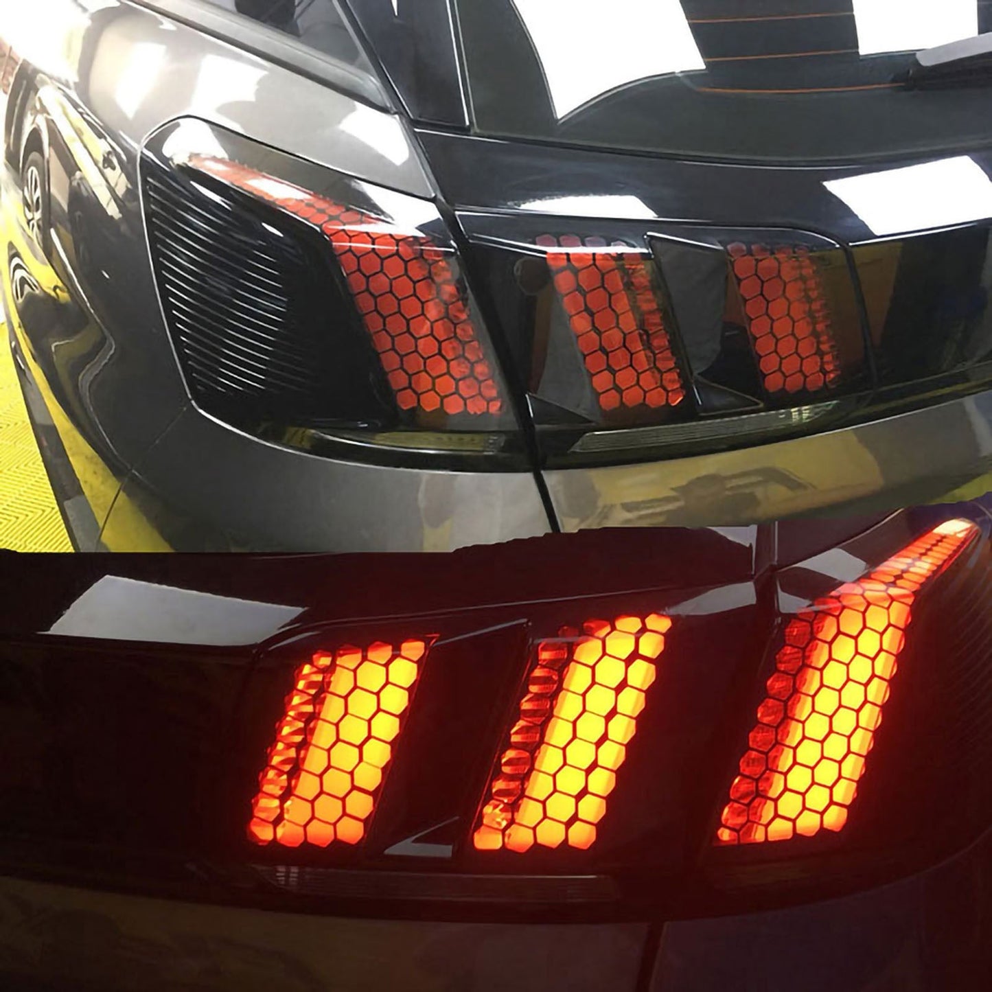 Autocollant de feu arrière en carbone pour voiture, accessoire en nid d'abeille
