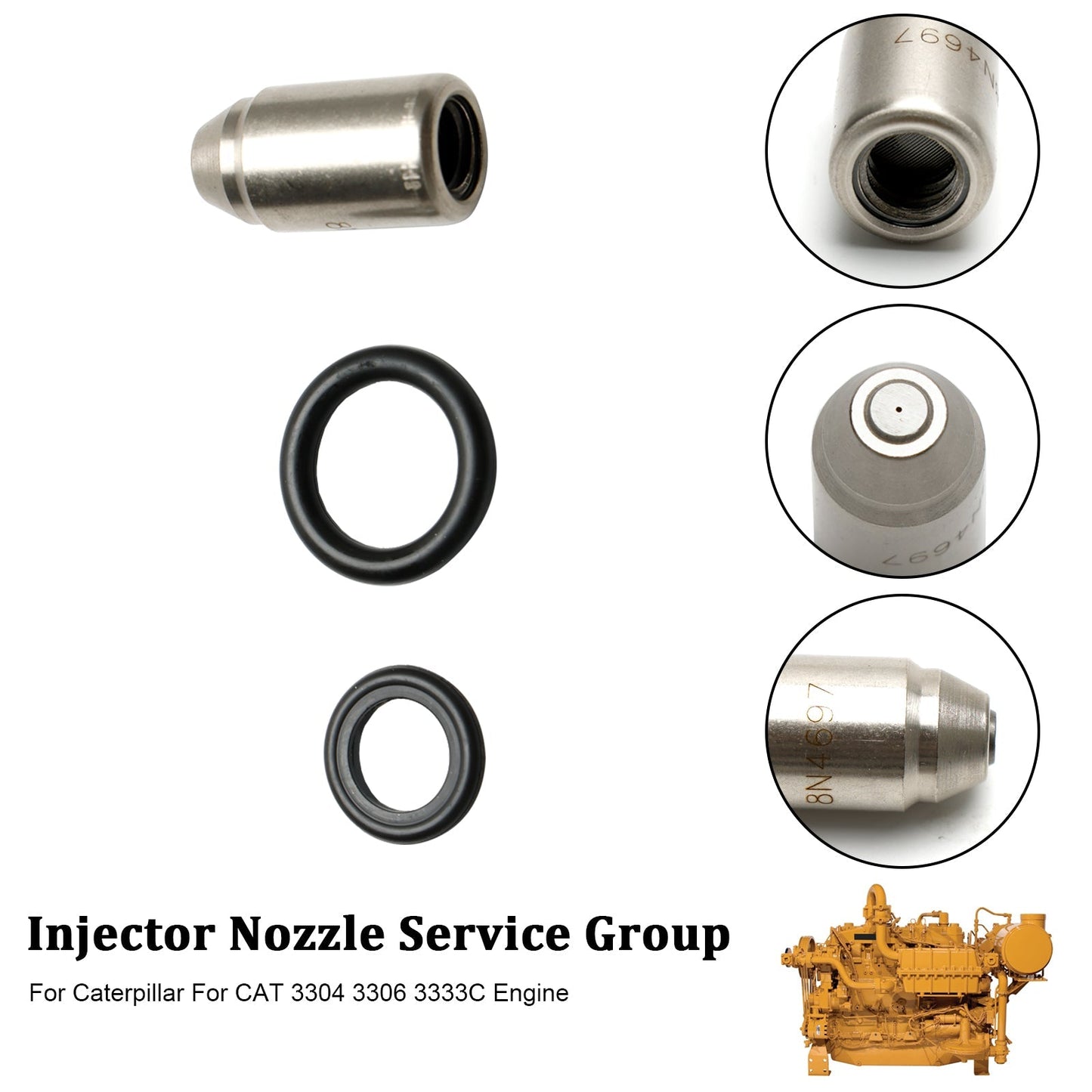 Boquilla de inyector de combustible para motores Caterpillar CAT 3304, 3306 y 3333C: 5M4086, 8M1584, 8N4697 y 9F0160