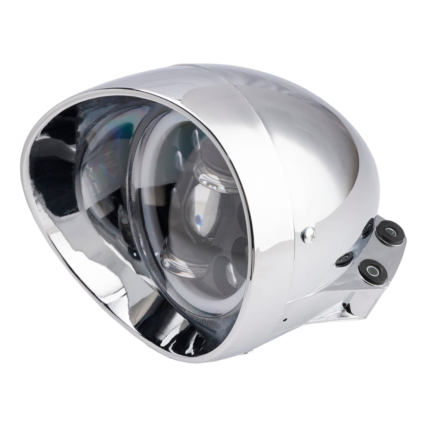 Motorcycle Beam Headlight Fog Lamp Custom Fits Chrome For Racer Bobber Chopper