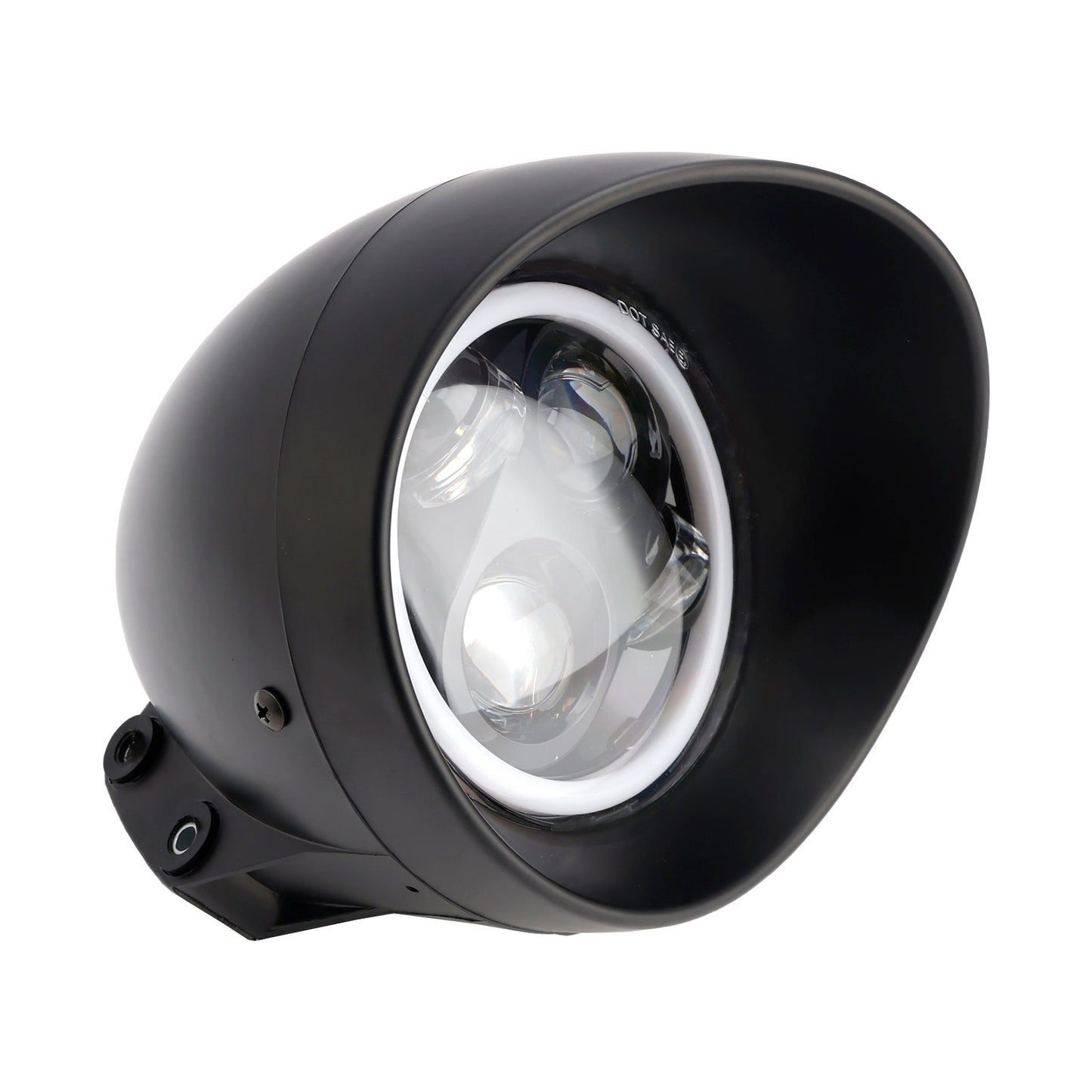 Black Motorcycle Beam Headlight Fog Lamp Custom Fits For Racer Bobber Chopper