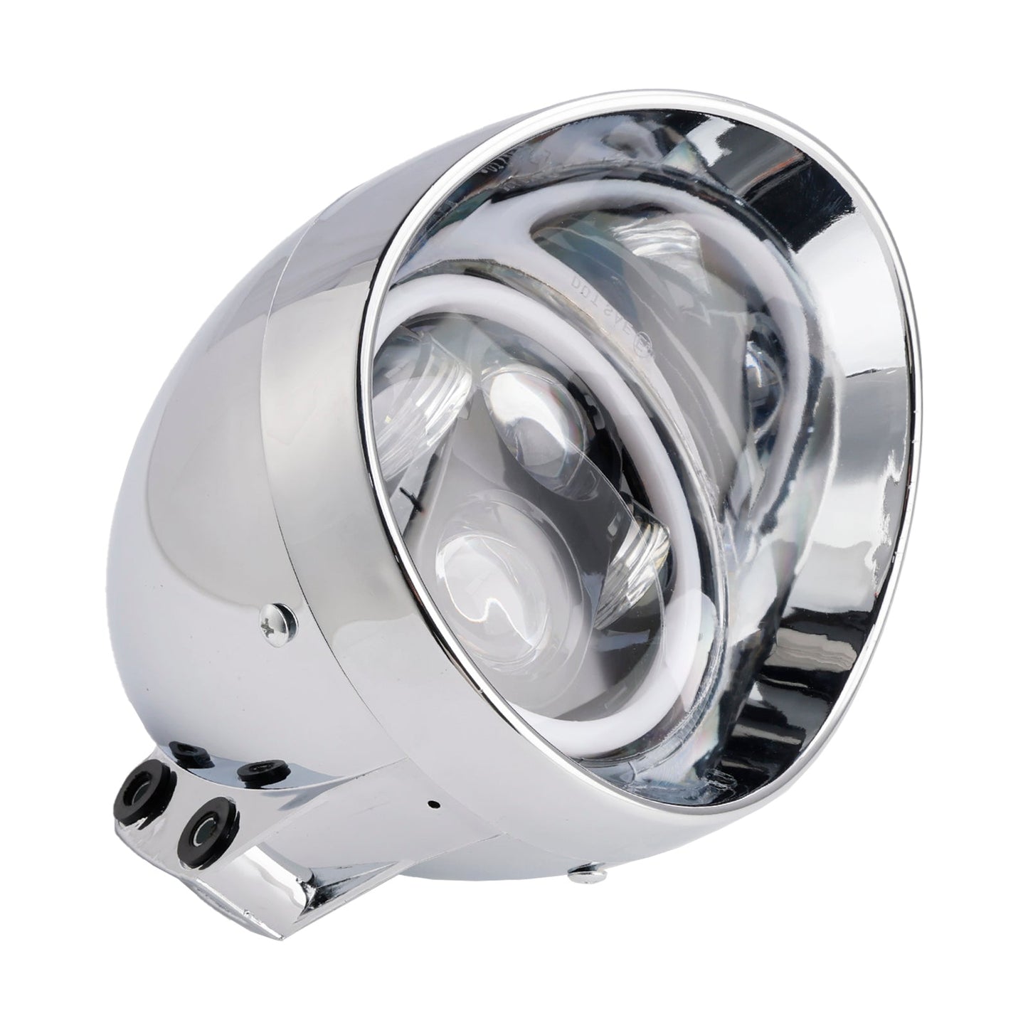 Chrome Motorcycle Beam Headlight Fog Lamp Custom Fits For Racer Bobber Chopper