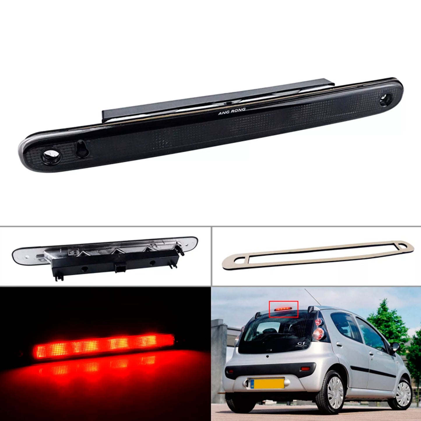 Feu stop arrière LED haut niveau noir pour Citroën C1/Peugeot 107/Toyota Aygo 1606372780 (2005-2014)