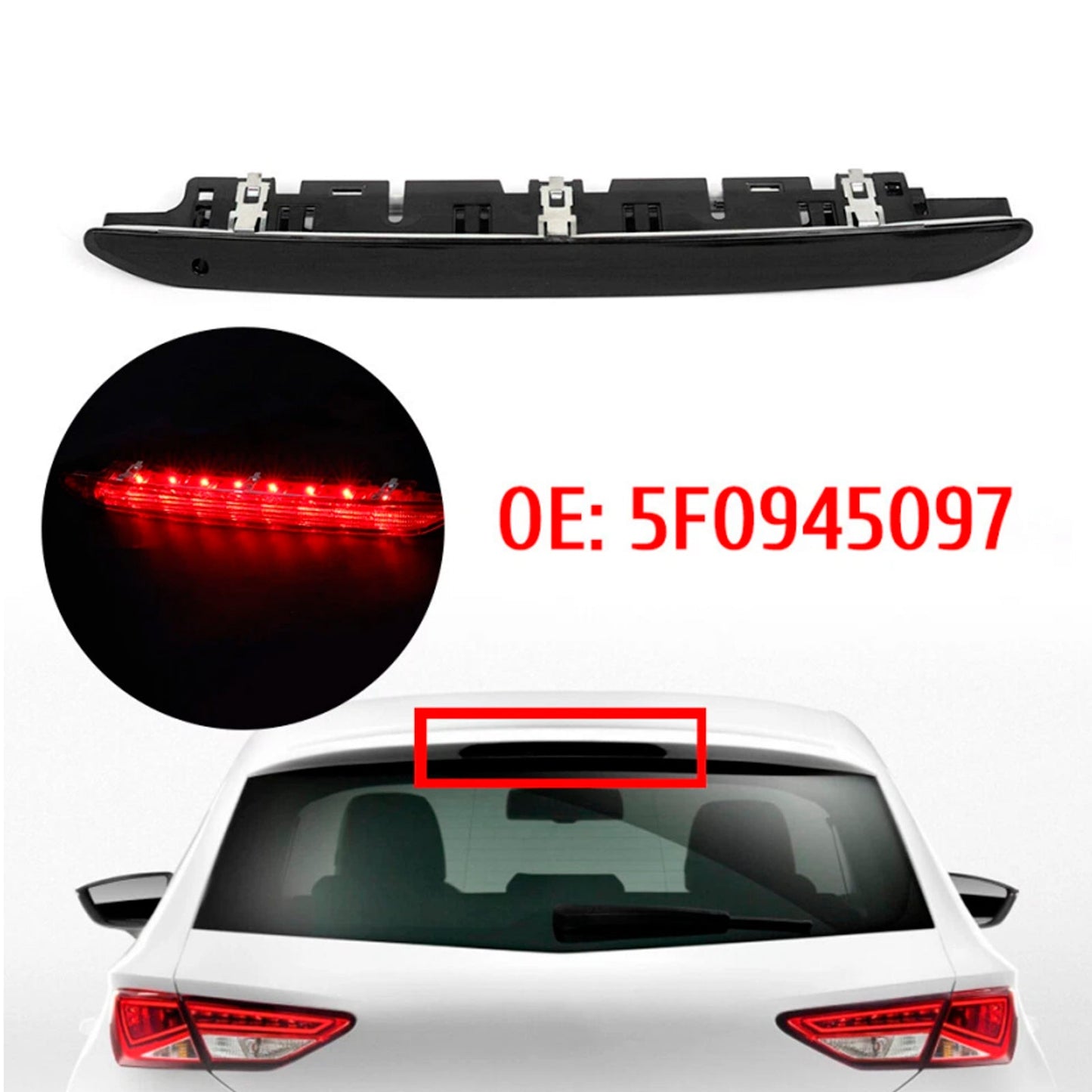 Feu stop arrière LED haut de gamme pour Seat Leon 5F 2011-2016, lentille noire
