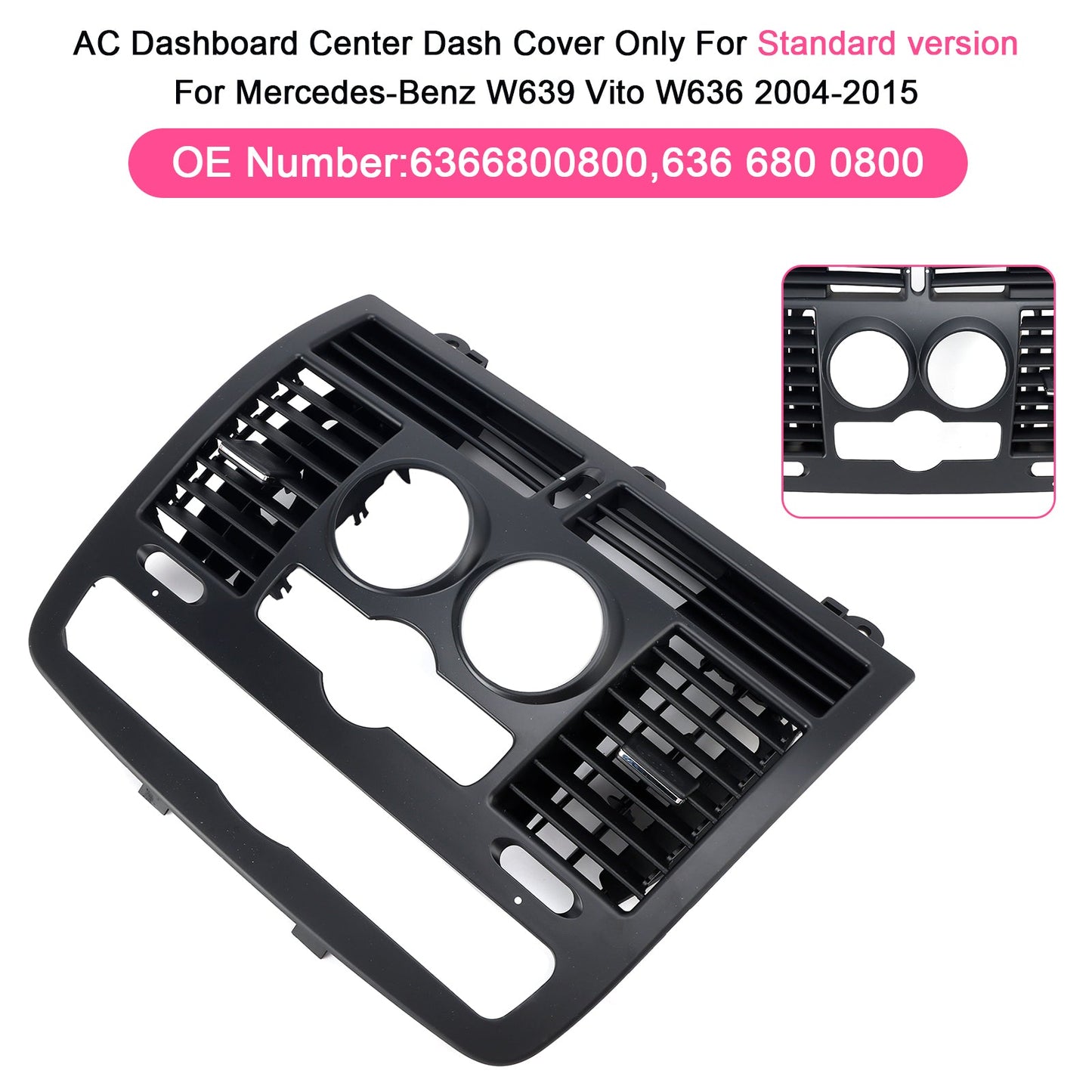 Mercedes-Benz W639 Vito W636 2004-2015 Cache central de tableau de bord AC
