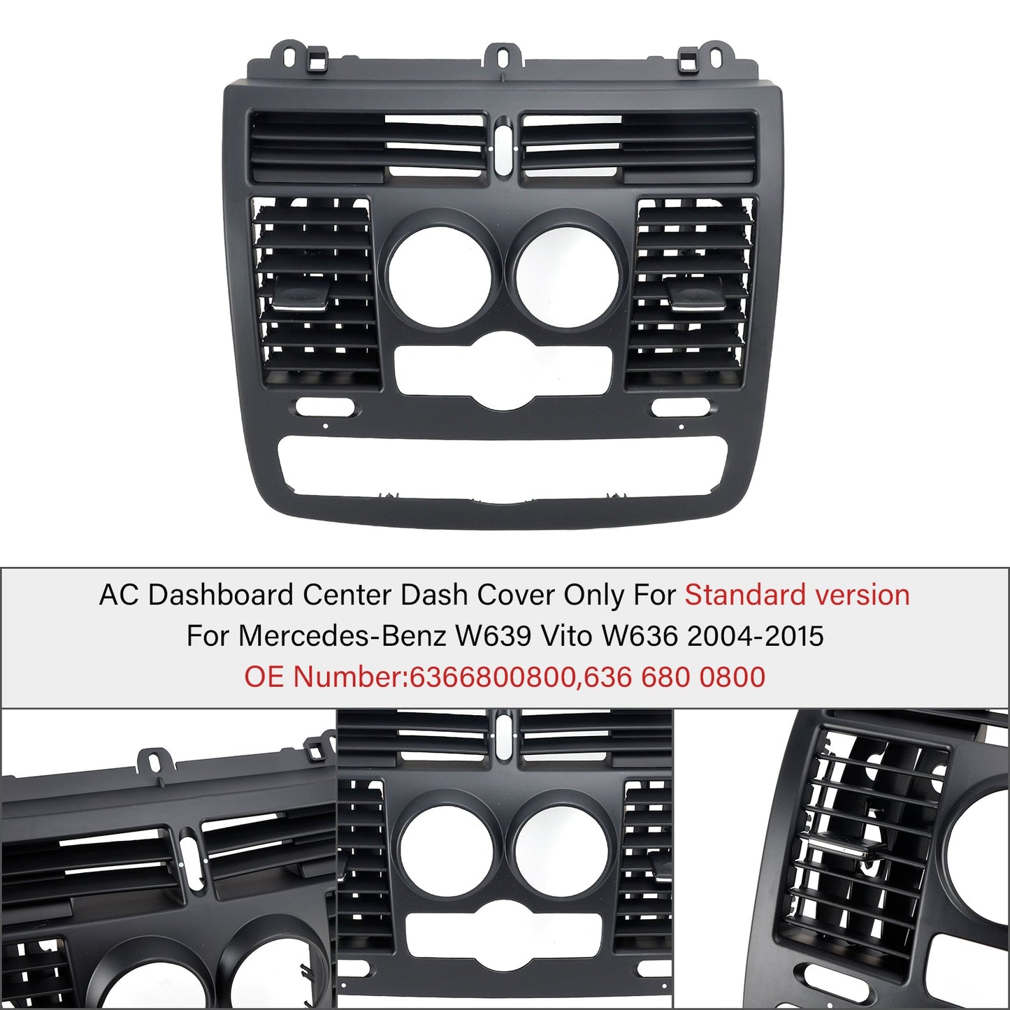 Mercedes-Benz W639 Vito W636 2004-2015 Cache central de tableau de bord AC