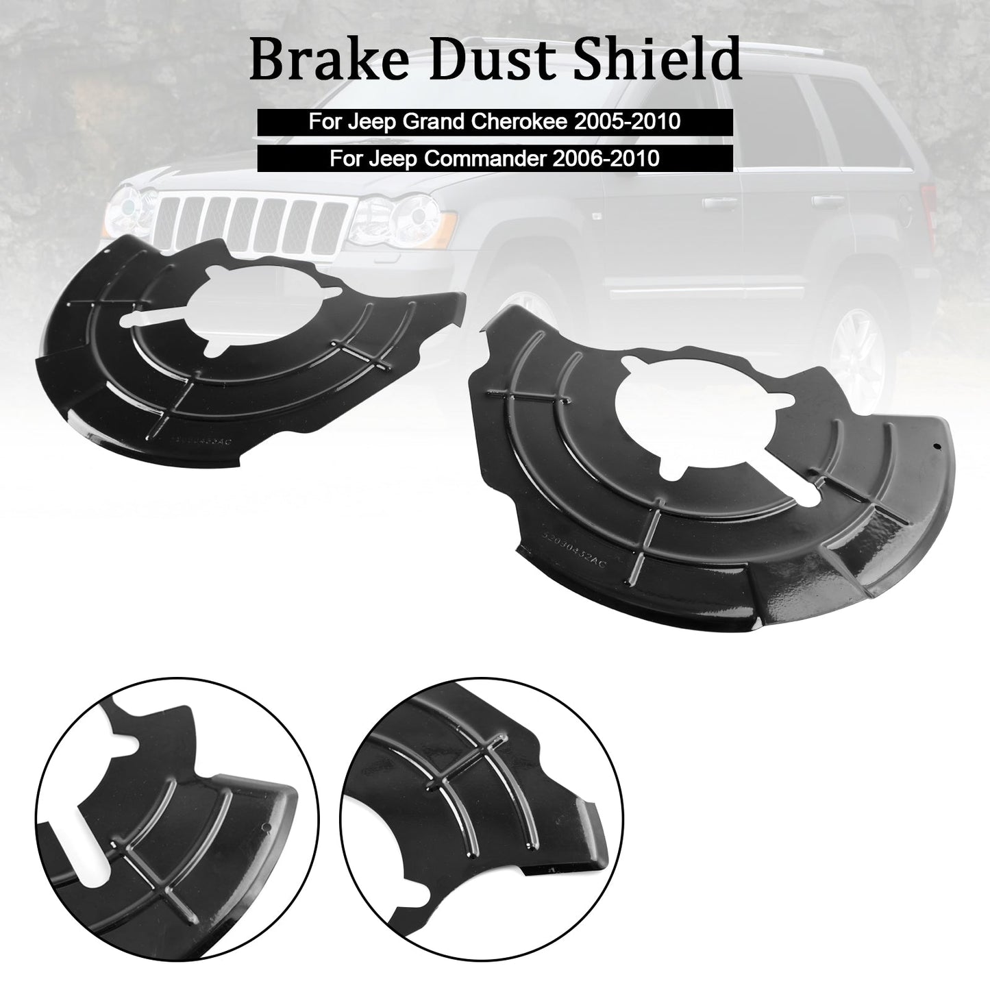 2006-2010 Jeep Commander Right+Left Front Brake Dust Shield 52090432AC 52090433AC
