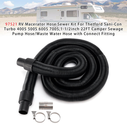 Thetford Sani-Con Turbo 400S 500S 600S 700S,1-1/2inch 22FT 97521 RV Macerator Hose Sewer Kit