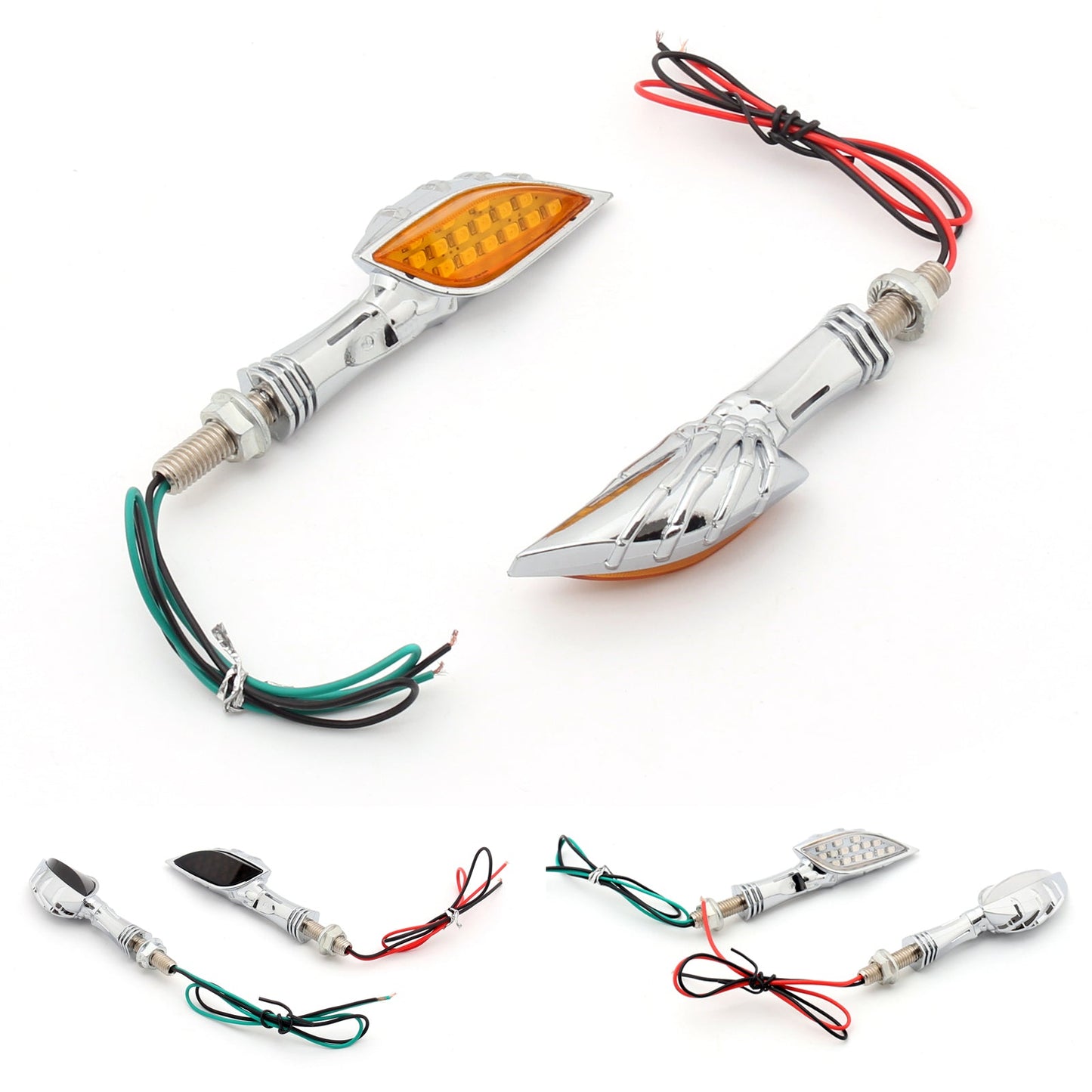 Clignotants LED universels à main squelette pour moto