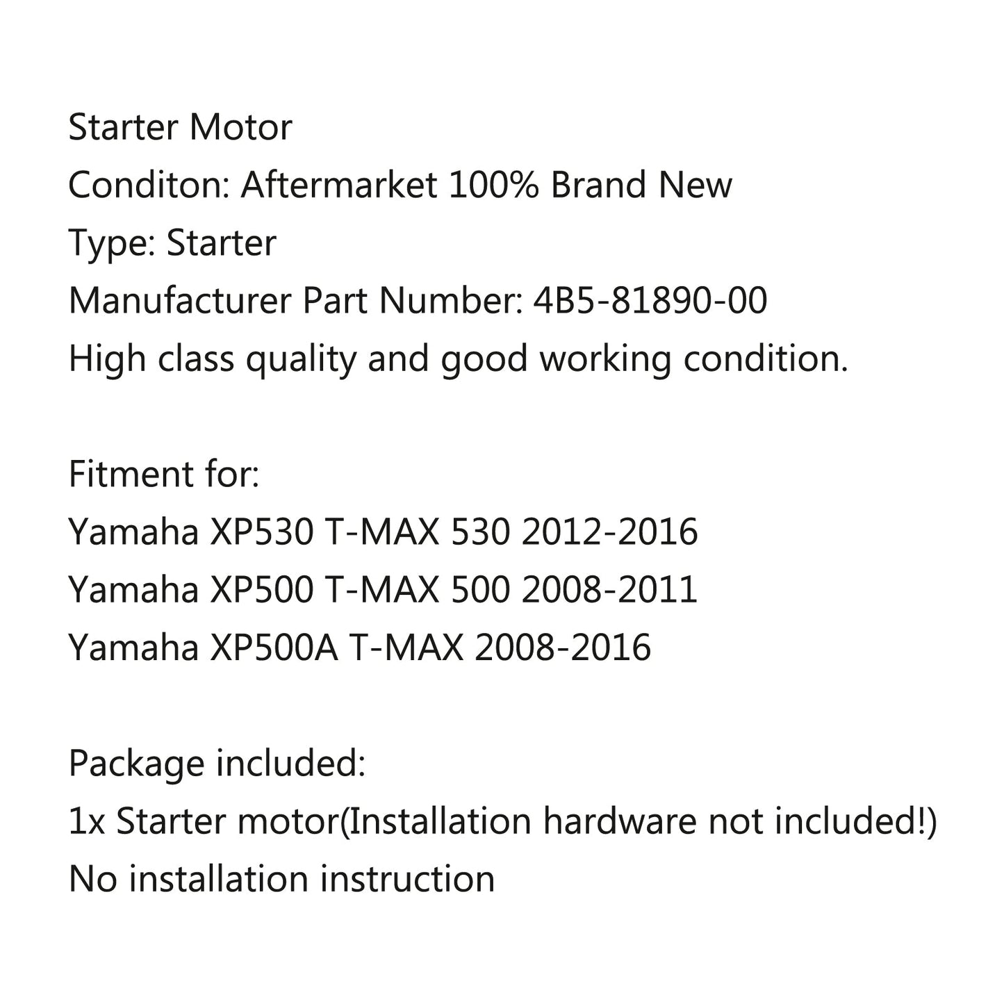 Arranque de motor para Yamaha XP530 T-MAX 530 2012-2016 XP500 T-MAX 500 2008-2011 Accesorios
