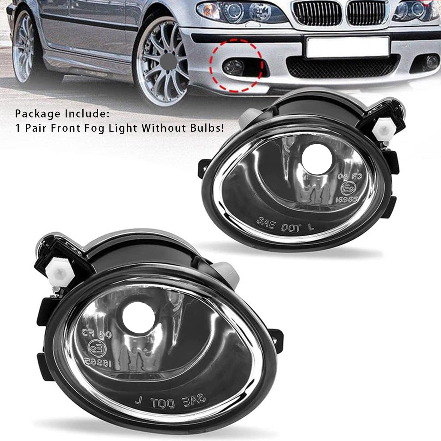 Paire de feux antibrouillard avant sans ampoules pour BMW E46 Coupé et Cabriolet 330CI avec pack ZHP 2004-2006 63177894017 63177894018