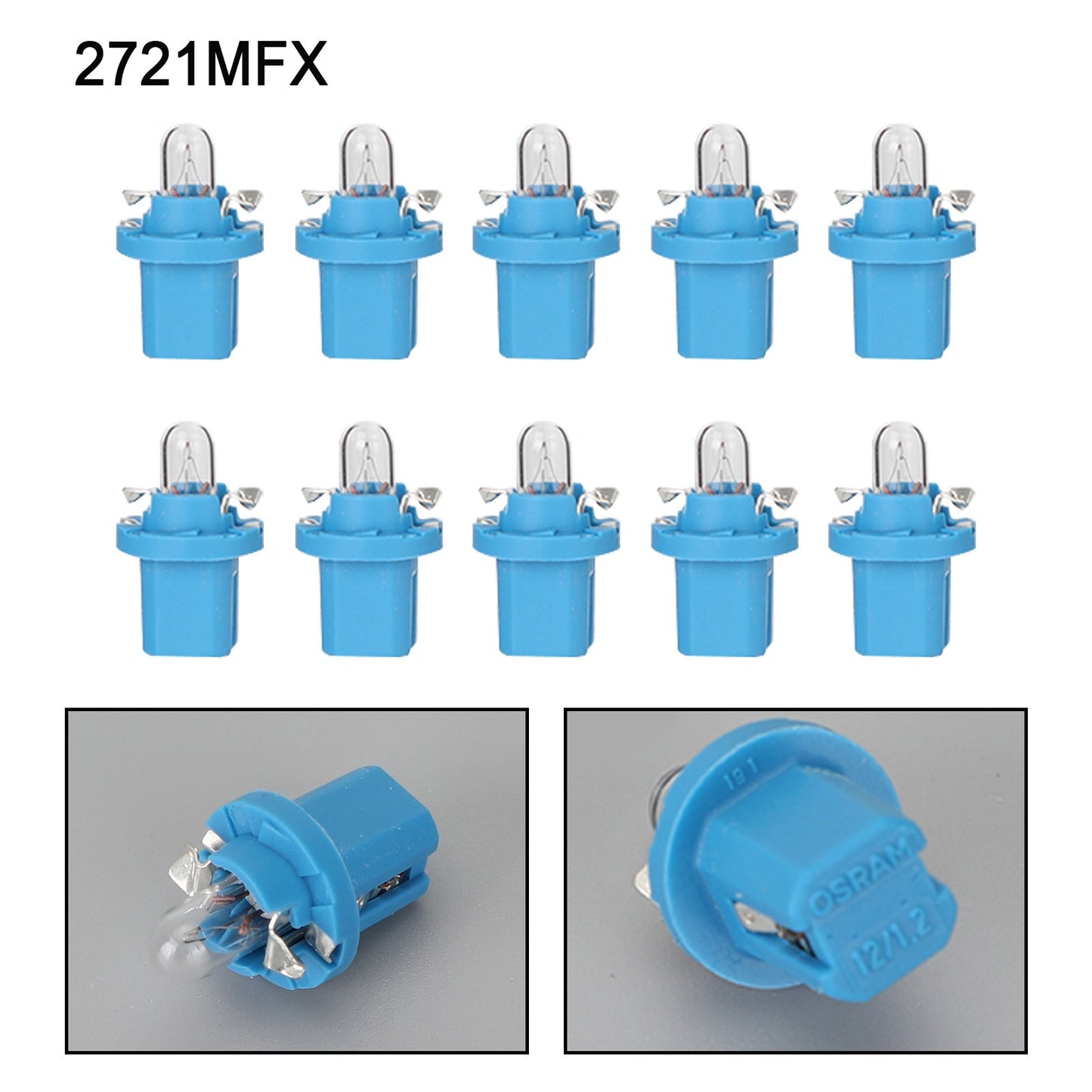 Lot de 10 ampoules d'instruments d'origine pour voiture OSRAM 12 V 1,2 W BX8.5d 2721MFX