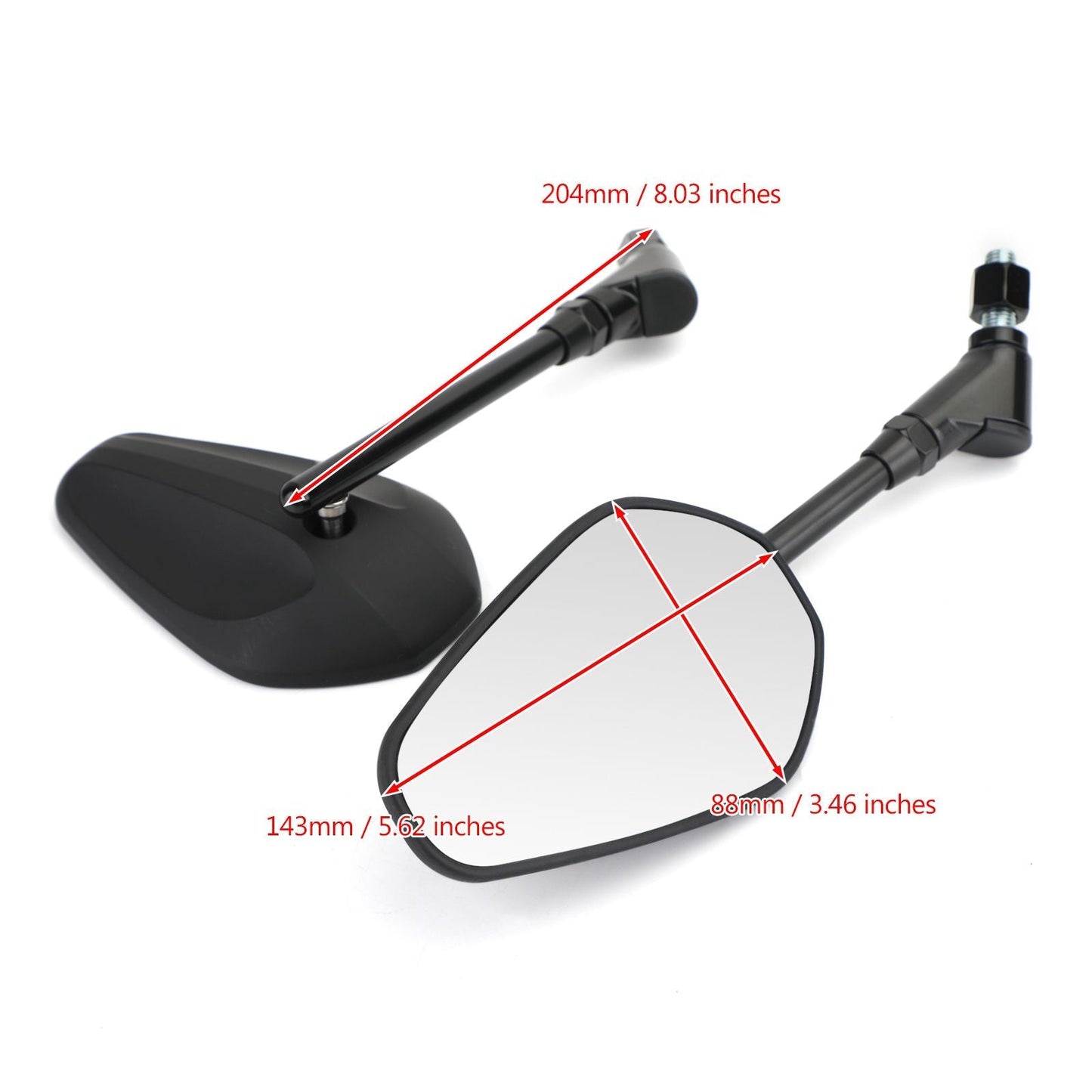 Rétroviseurs latéraux gauche et droit noirs neufs pour moto Cruiser Chopper M10 10 mm
