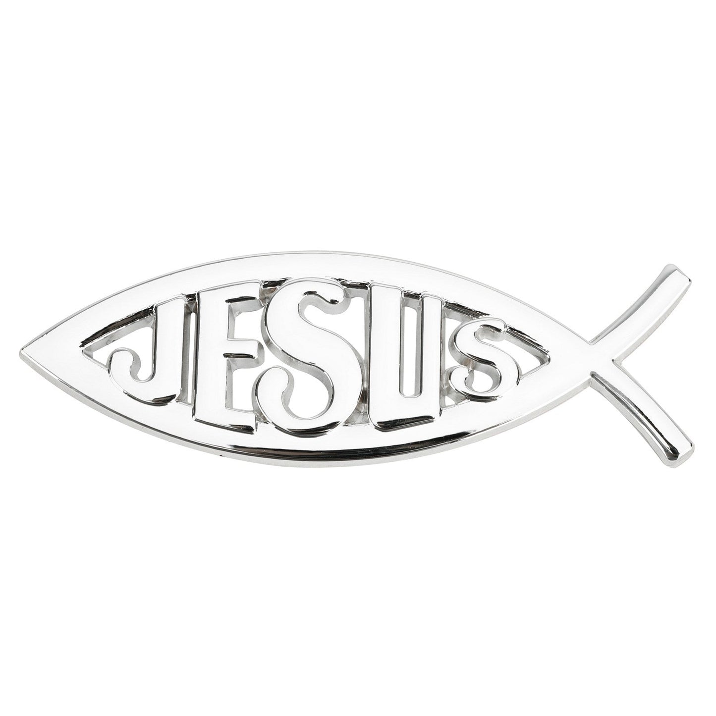 Autocollant 3D argenté représentant un poisson chrétien, symbole de Jésus, pour voiture, emblème religieux