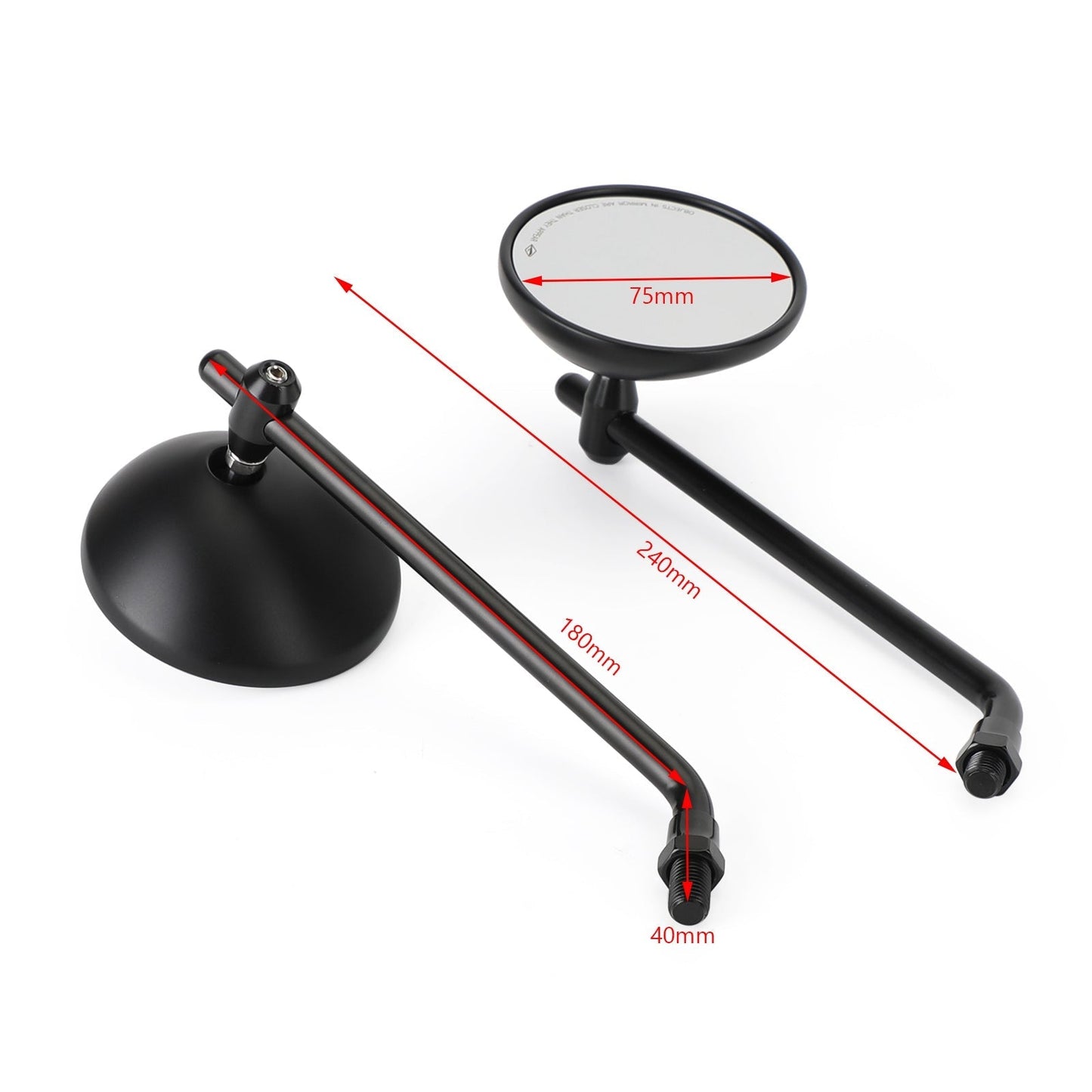 Rétroviseurs noirs classiques droit et gauche 10 mm pour Honda CB Shadow Cruiser