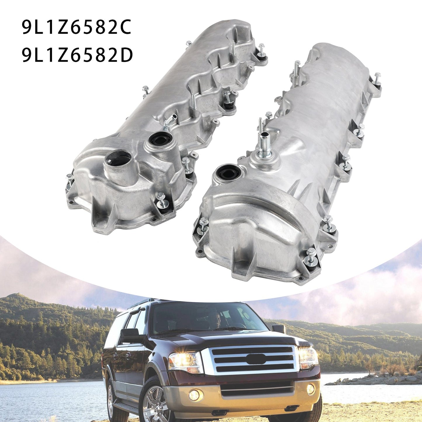 2006-2010 Ford Explorer Mercury Mountaineer V8 4.6L L+R Engine Valve Cover w/Gasket 9L1Z6582C 9L1Z6582D