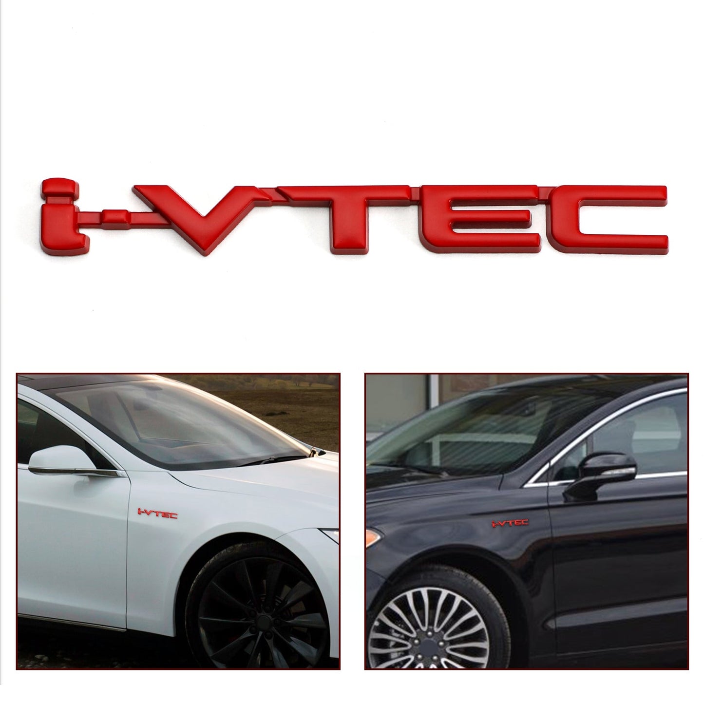 Autocollants 3D en métal pour coffre de voiture i-VTEC, emblème turbo arrière, rouge