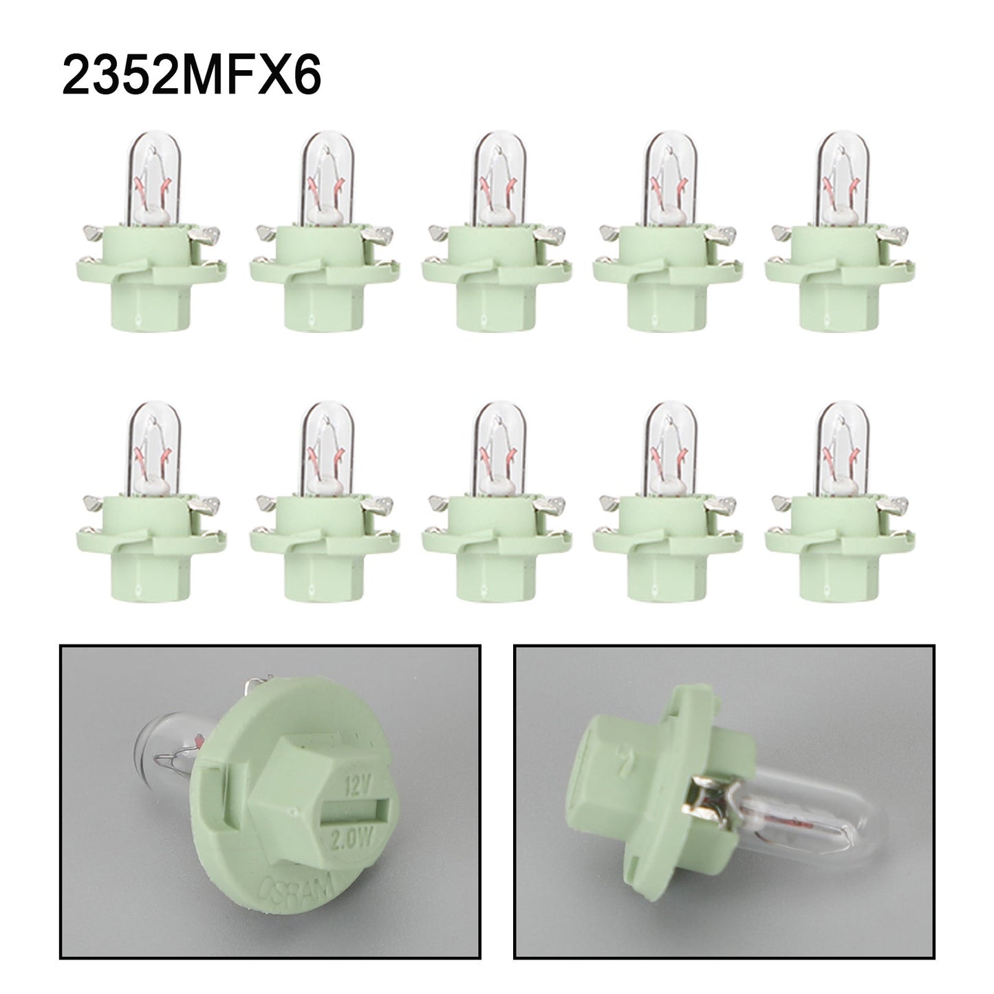 Lot de 10 ampoules d'instruments de voiture d'origine OSRAM 2352MFX6 12 V 2 W BX8.4d