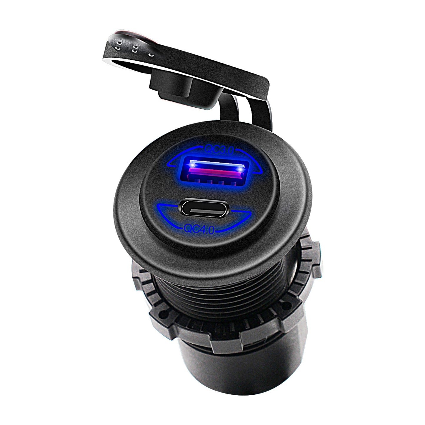 Soporte de carga para teléfono de 60 W QC4.0, soporte de extensión para motocicleta, color negro