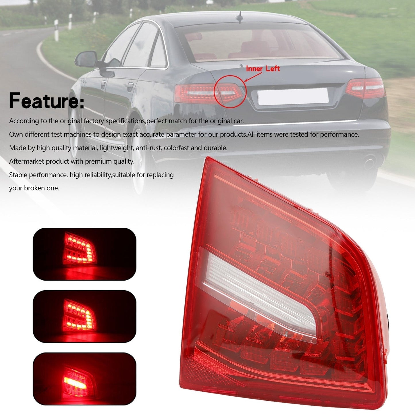 Feu arrière LED intérieur gauche pour coffre de voiture Audi A6 C6 Berline 2009-2011 4FD945093B