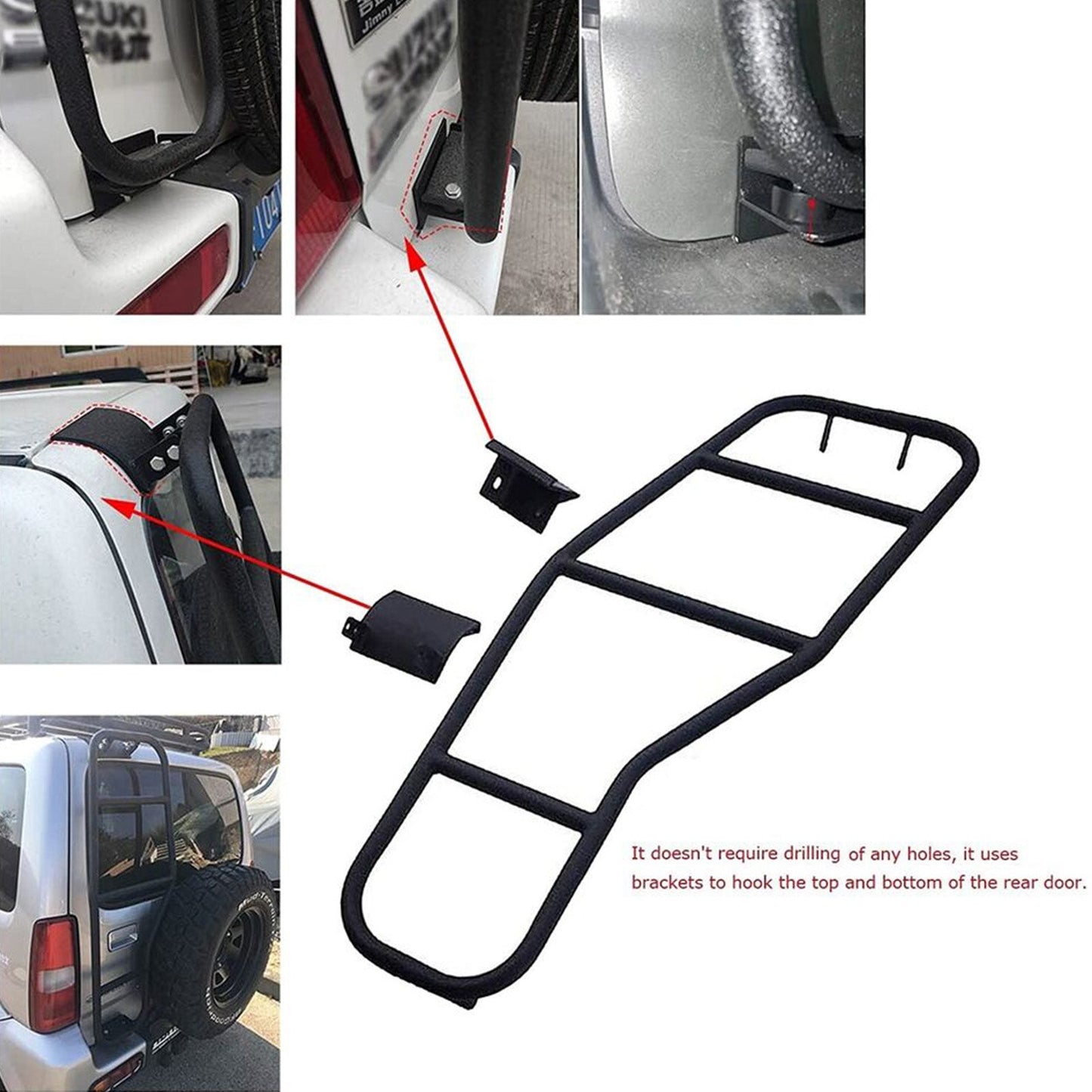 Échelle de toit arrière en aluminium pour Suzuki Jimny 2007-2017