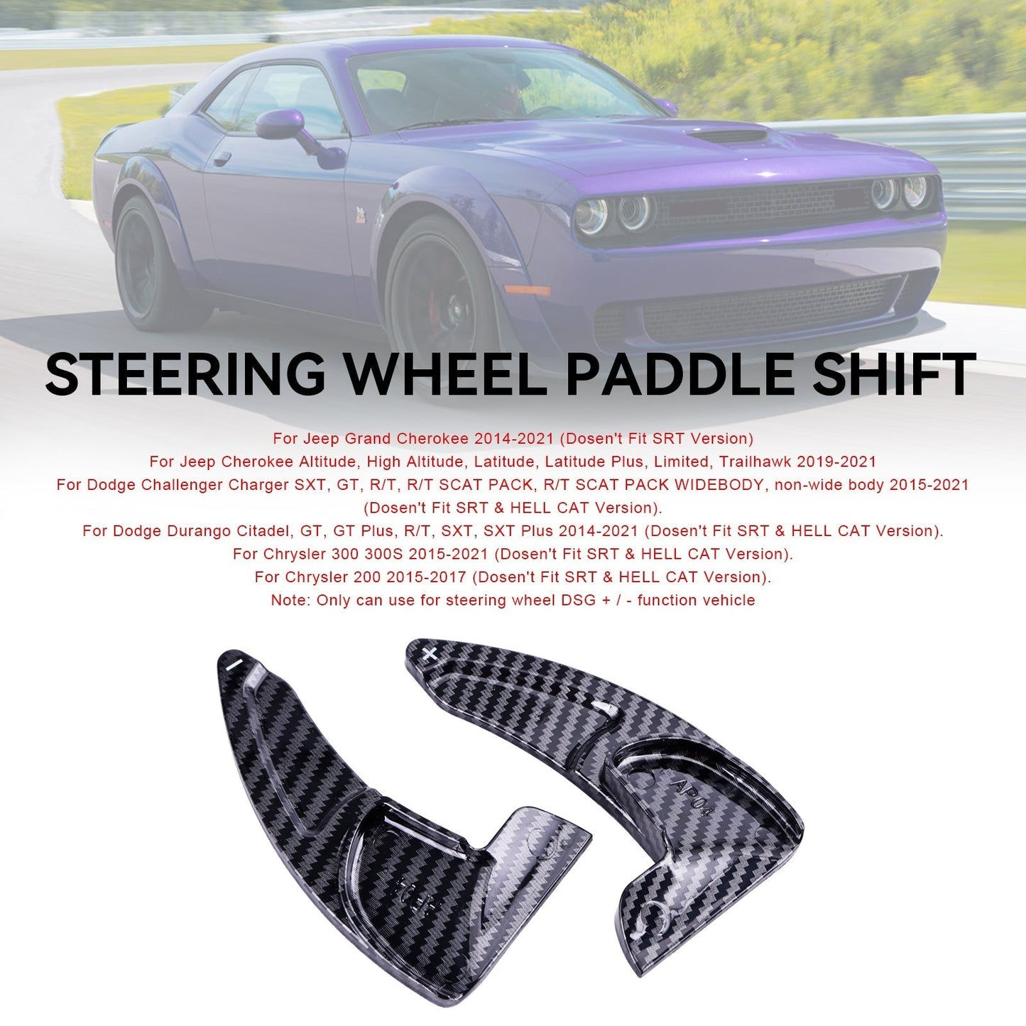 Palette de changement de vitesse au volant, levier de vitesses allongé, garniture adaptée à la Dodge Challenger Charger