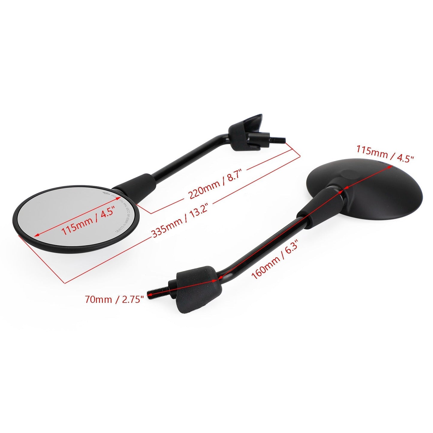 Paire de rétroviseurs noirs pour Vespa Primavera 50 125 150 2T 4T Elettrica