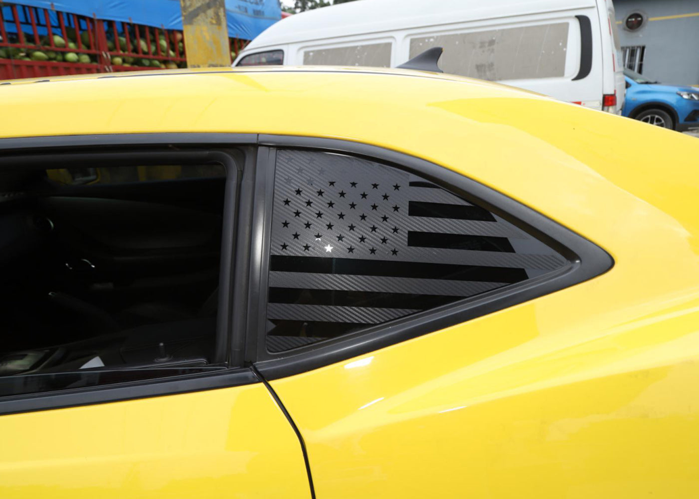 Autocollant de protection de vitre arrière triangulaire avec drapeau américain pour Camaro 2010-2015
