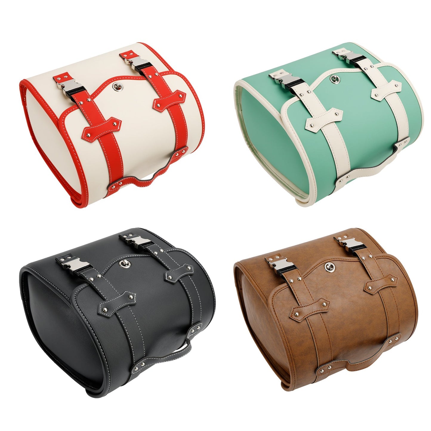 Bolsa de herramientas de almacenamiento lateral para alforjas, universal, de liberación rápida, de poliuretano, para motocicleta, color marrón