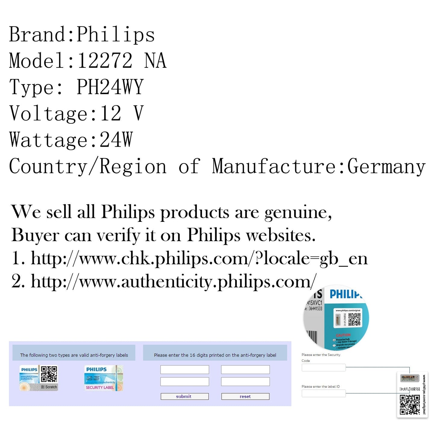 Ampoule de clignotant Philips 12272 NA 24 W HPC24WY 12 V/24 W, lumière orange 2 200 K