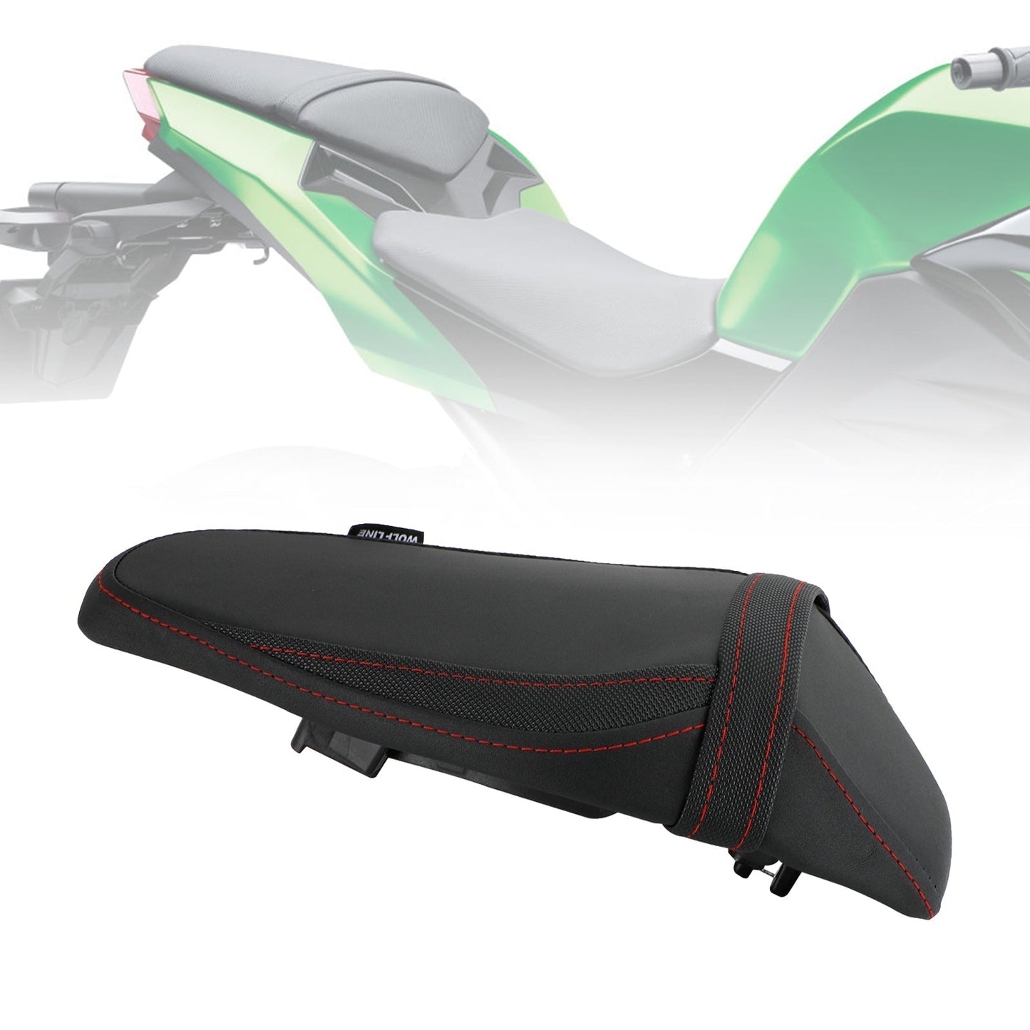 Asiento trasero de PU con cojín plano para pasajero para Kawasaki Ninja Z900 17-22 18 19, color verde