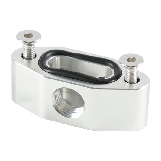 Billet LS Twin Turbo Dual 90 degree 1/8" NPT Oil Feed Line Adapter Plate