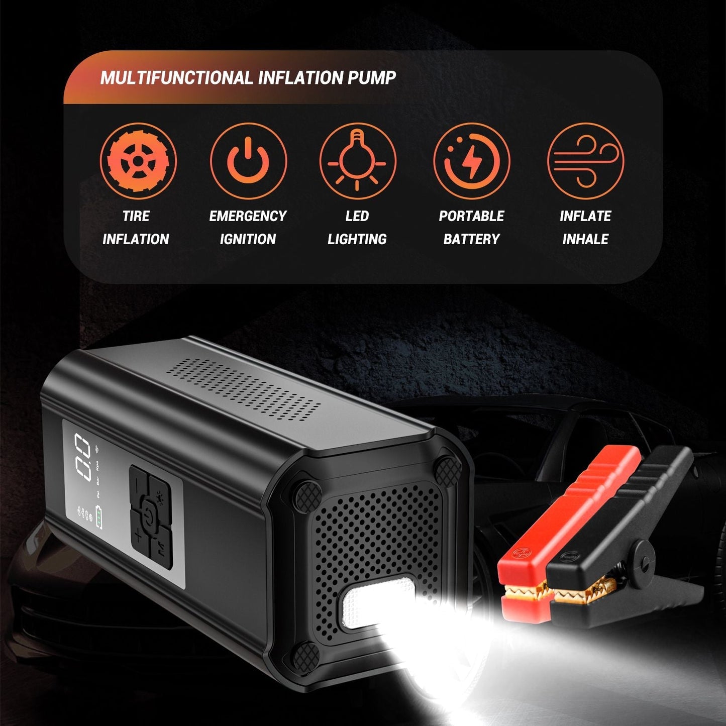 150PSI Auto Air Pump DC14.8V Tire Inflator Portable Air Compressor